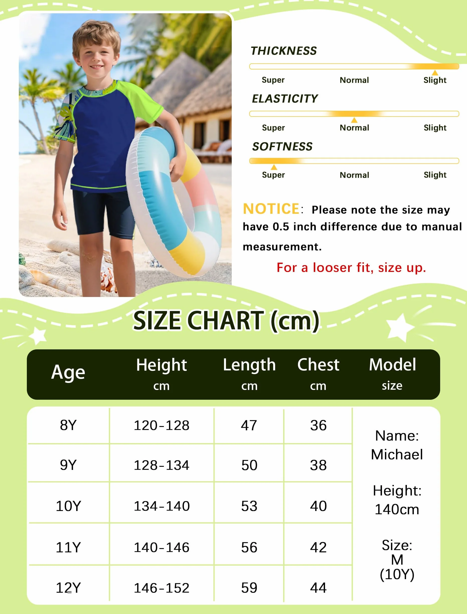ANGEL CITIZ Rashguard Enfant Garçon Manches Courtes Haut de Maillot de Bain Anti-UV UPF 50+ Séchage Rapide Chemise Natation pour 8-12 Ans Adapté à la Natation Plage Piscine
