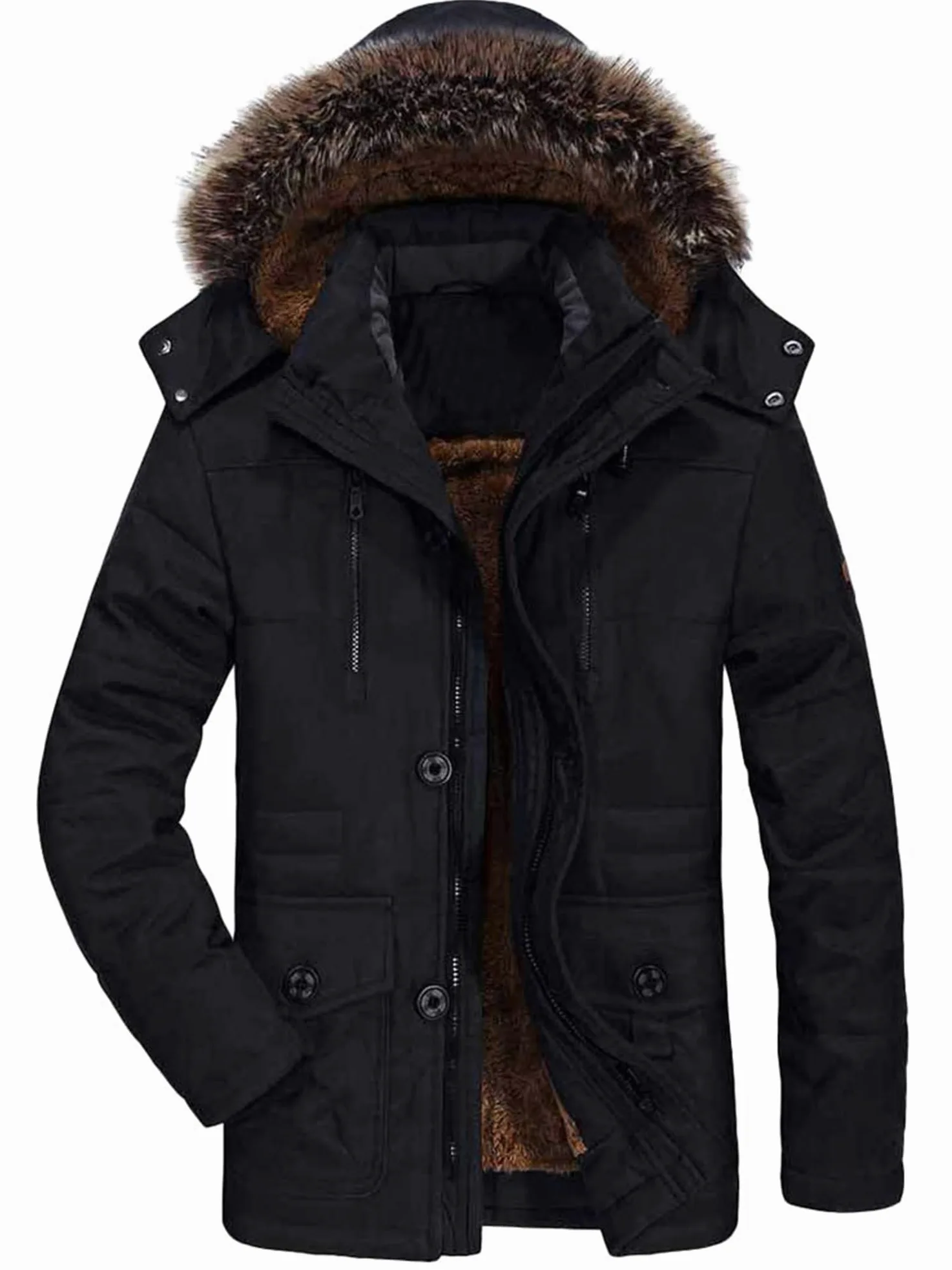 FTCayanz Manteau Homme Hiver Parka Chaud Fourrure Casual Outdoor Blouson Amovible Capuche