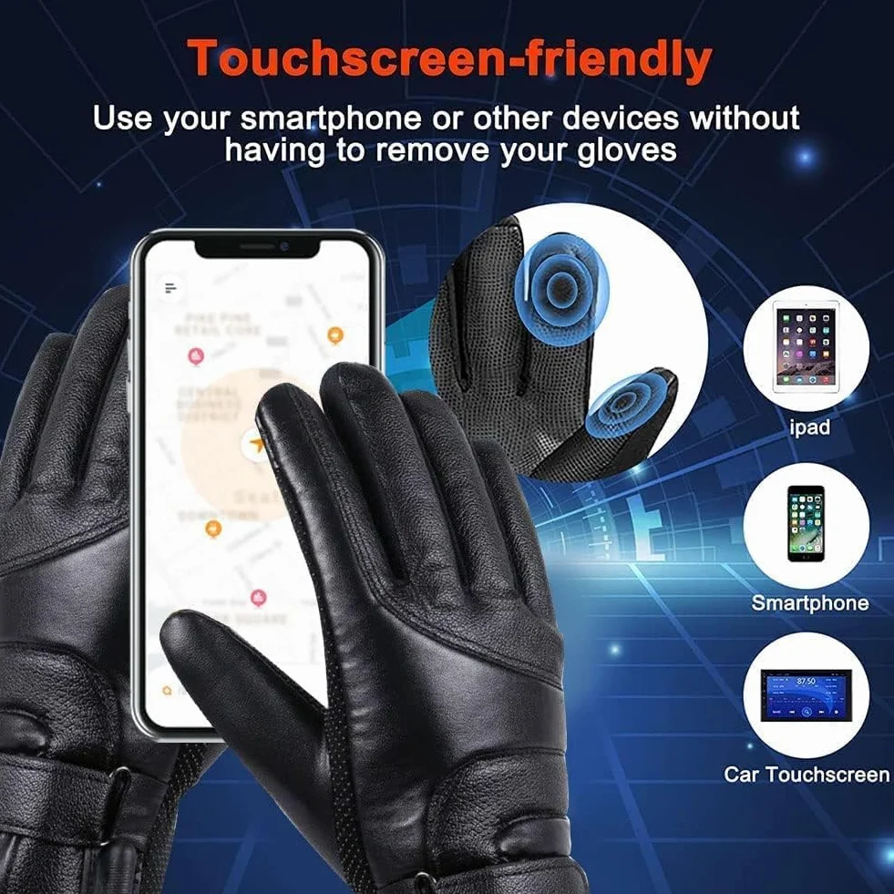 Gants Chauffants USB Homme Femme Imperméables Écran Tactile Moto Vélo Ski Patinage