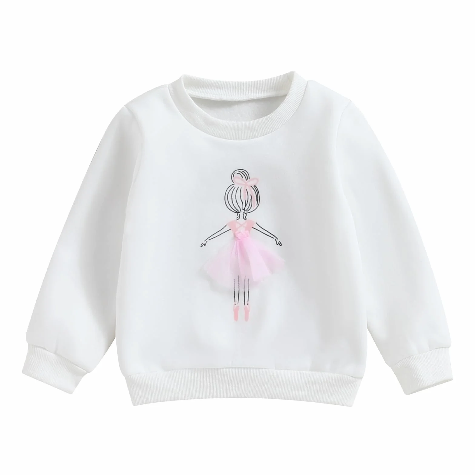 Carolilly Sweat-Shirt Fillette à Manches Longues Chaud Imprimé Fille de Ballet, Vêtement Haut Enfant Fille Automne Hiver (3-7 Ans)