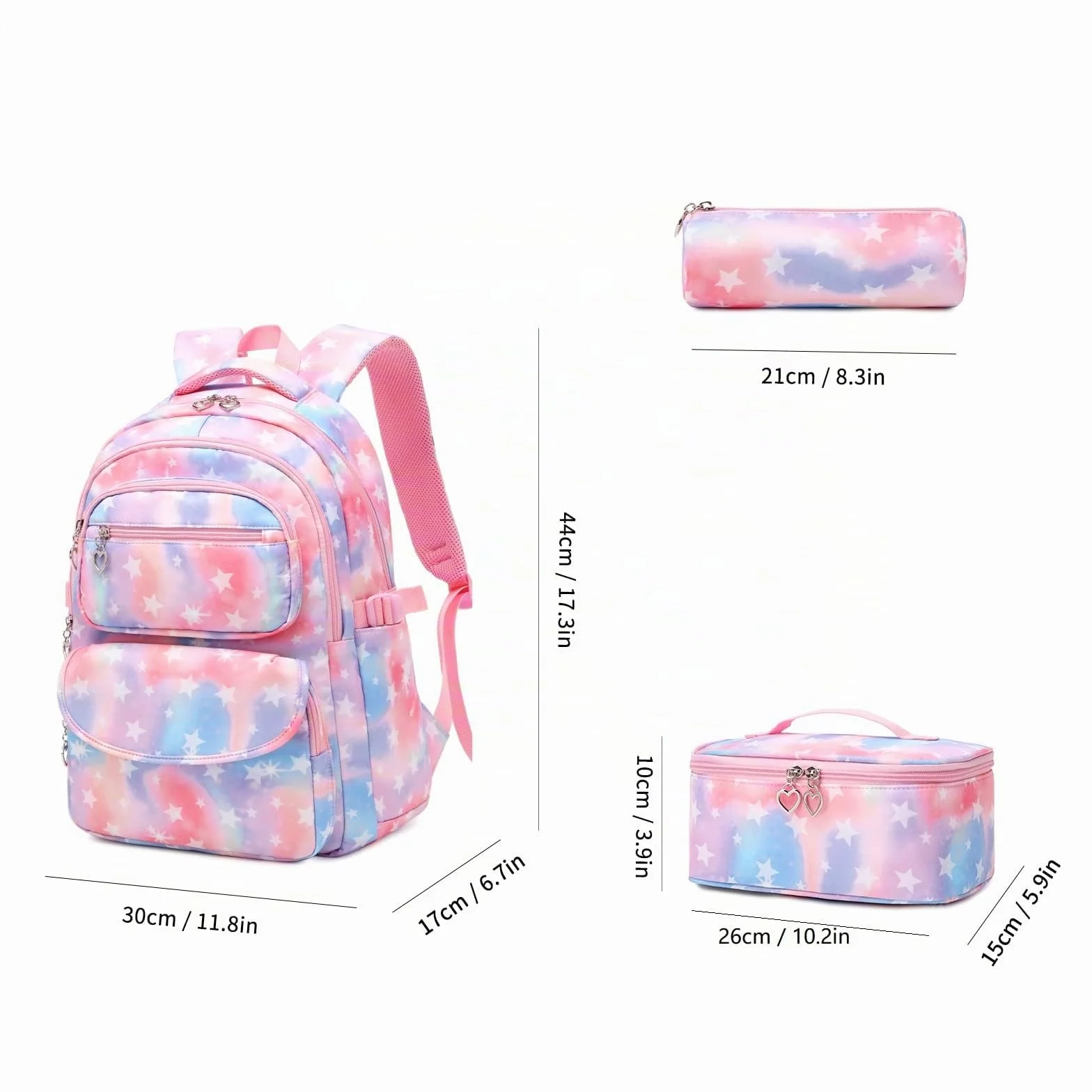 Tanou Sac a Dos Fille Primaire, 3 Pièces avec Trousse et Sac Isotherme, Cartable Enfant pour Scolaire Primaire, 22 Litres