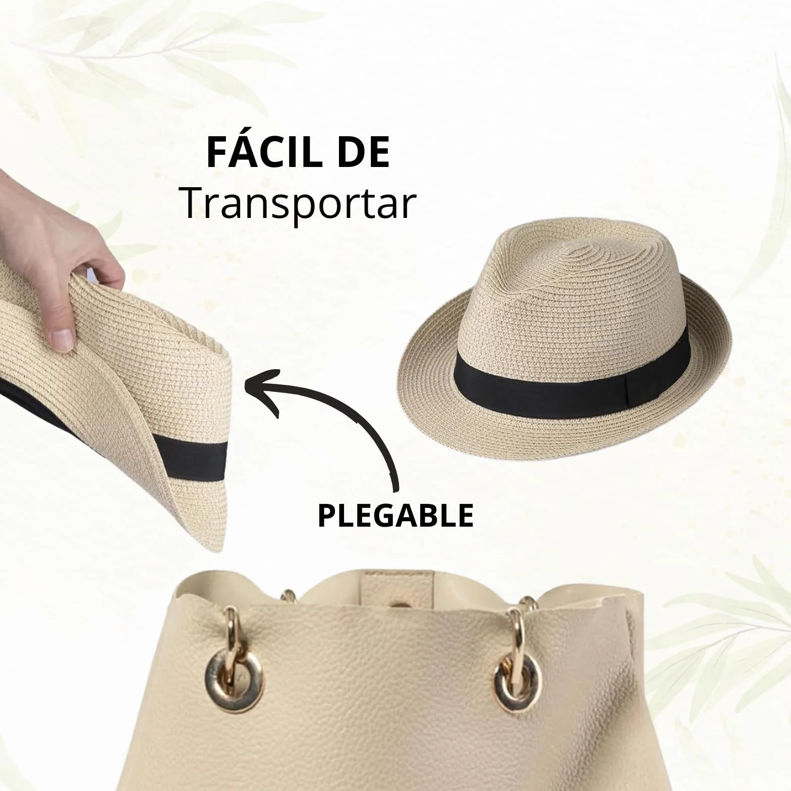 Carnavalife Chapeau Panama Unisexe Paille Bord Court UPF 50+ Fedora