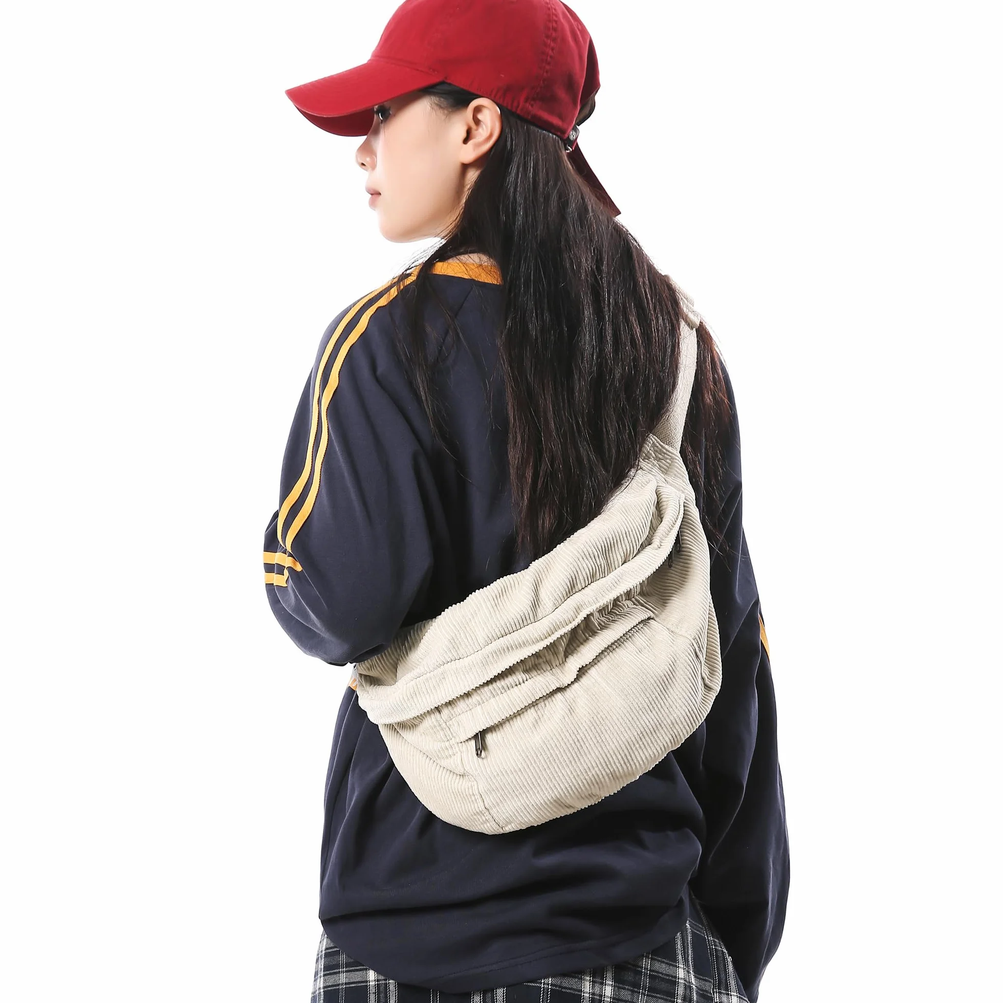 Sac Banane Femme Grand Format Tendence, Sac à Bandoulière Réglable Ceinture de Voyage pour Randonnée (Cachi)