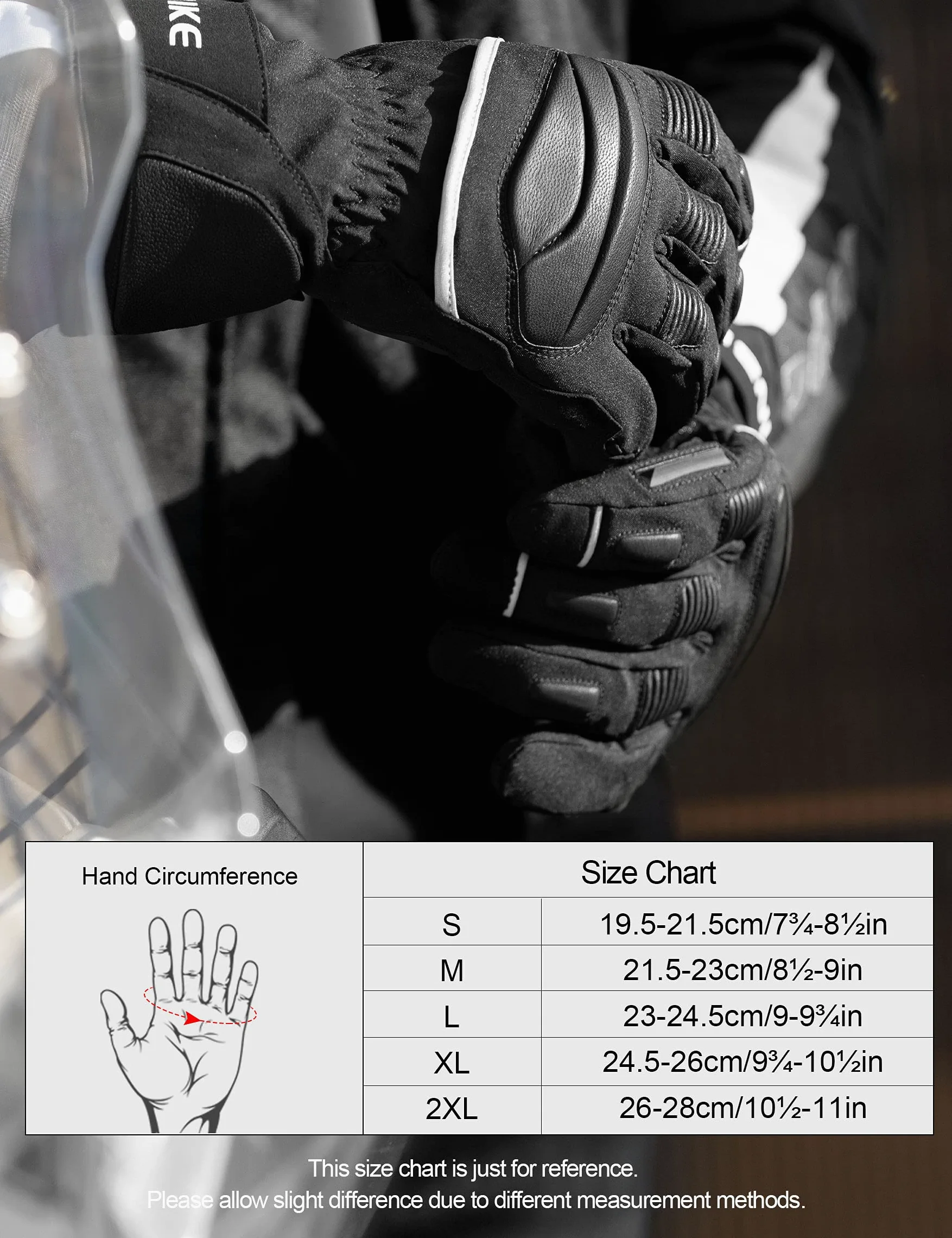 INBIKE Gants de Cyclisme VTT et Velo de Route Homme Hiver à Écran Tactile Chauffants Impermeable Coupe Vent pour Escalade Randonnée Camping