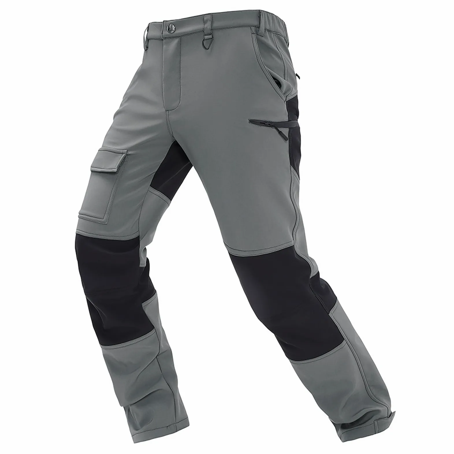 Pantalon de Randonnée pour Homme Softshell Doublé Polaire Résistant à l'eau Chaud en Hiver Coupe-Vent Pantalon de Marche pour l'extérieur