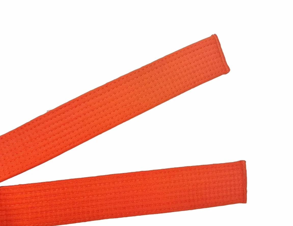 Pandiui23 Ceinture Professionnelle de Taekwondo karaté Judo Double enveloppe Arts Martiaux Rayure Ceinture de Sport (1, Orange, 1,8 m)