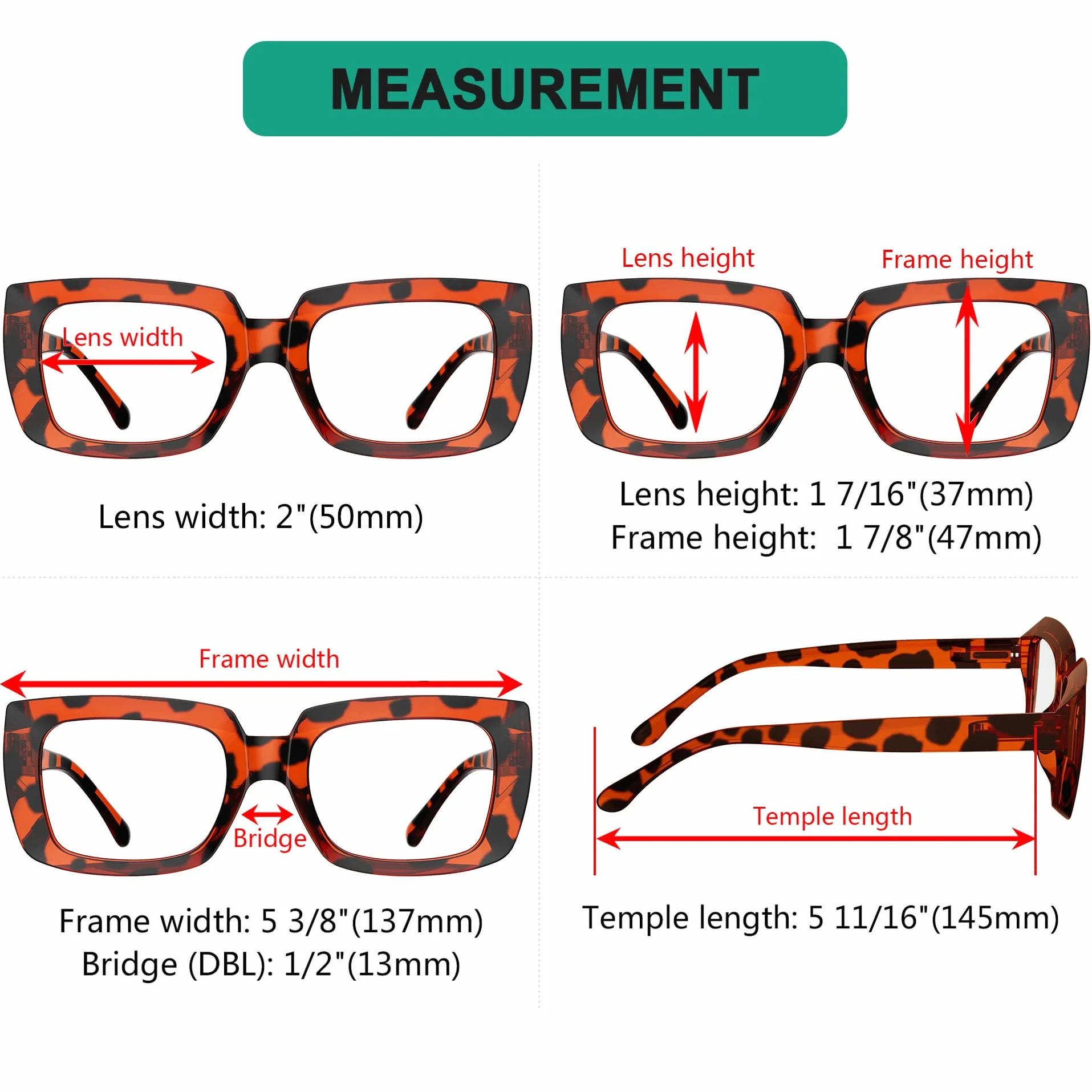eyekepper 4 Paires Lunettes de Lecture pour Femmes Carrés Oversize Élégants
