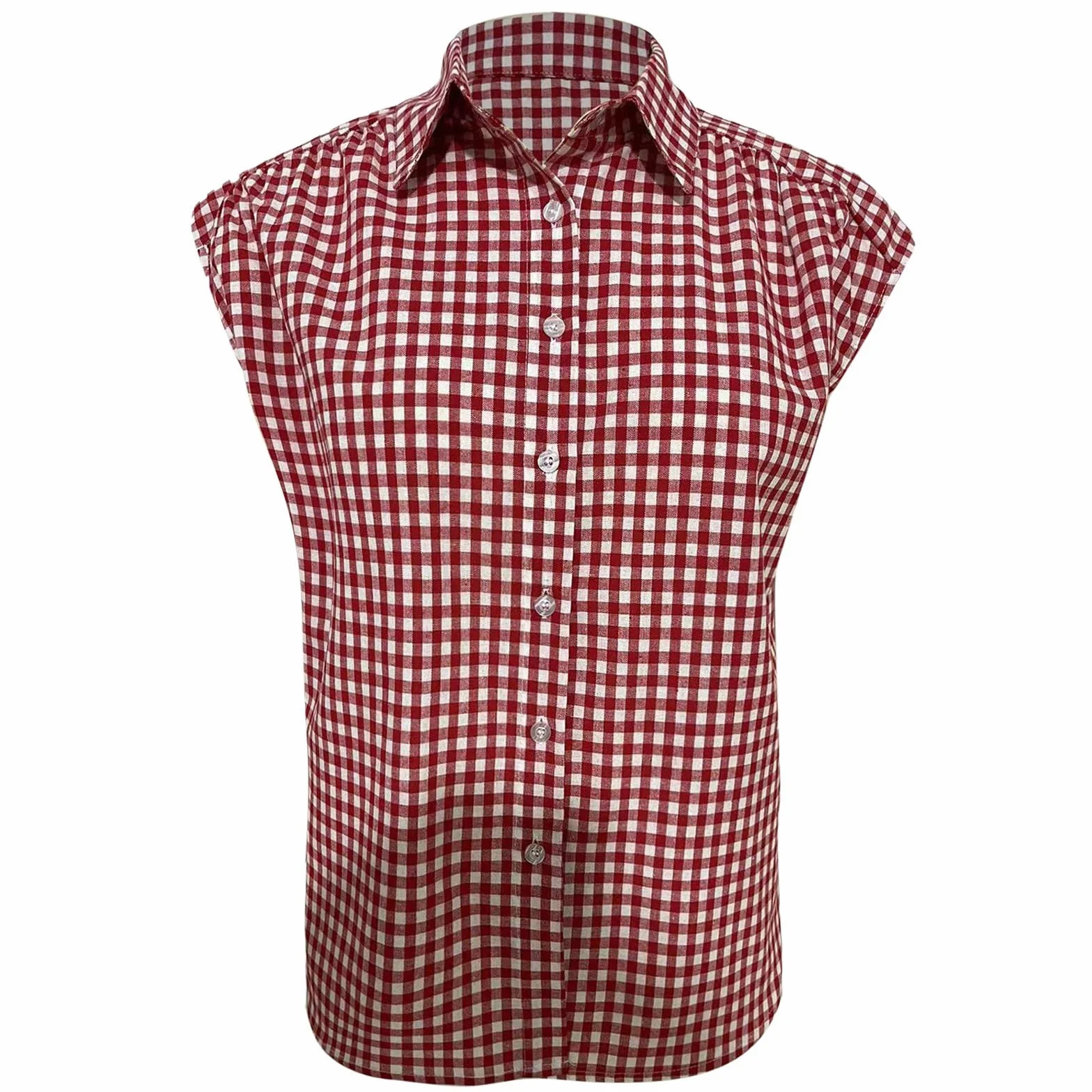 Chemise A Carreaux Femme Col Revers- Chemise Manche Courte Coupe Slim Décontracté Classiques Confortable Vintage Blouse Chic Et Élégants De Tous Les Jours Passe-Partout Basique Haut