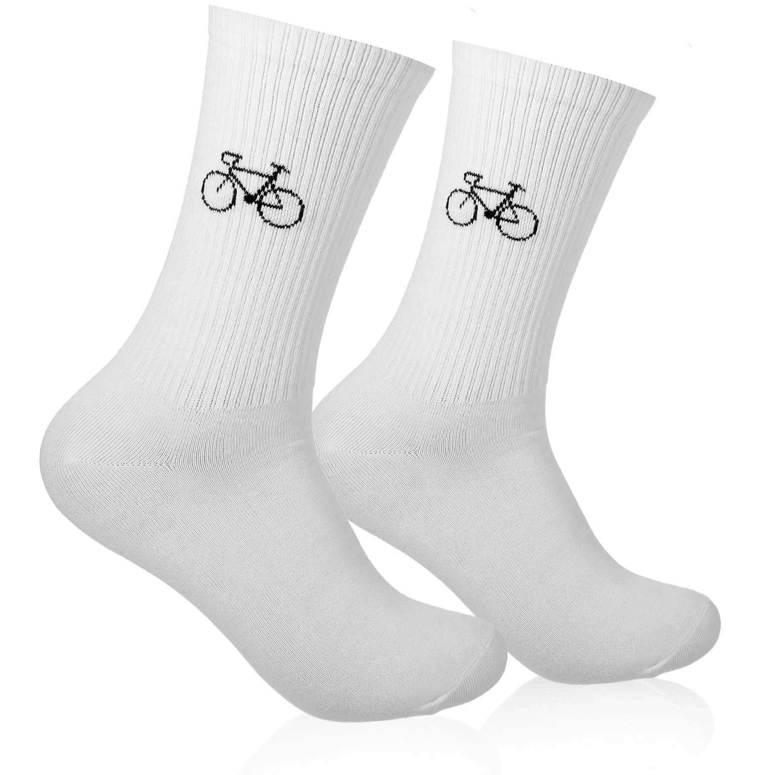 Chaussettes de vélo pour homme, 42-46 - Chaussettes de vélo de course blanches avec motif en coton respirant - Cadeau