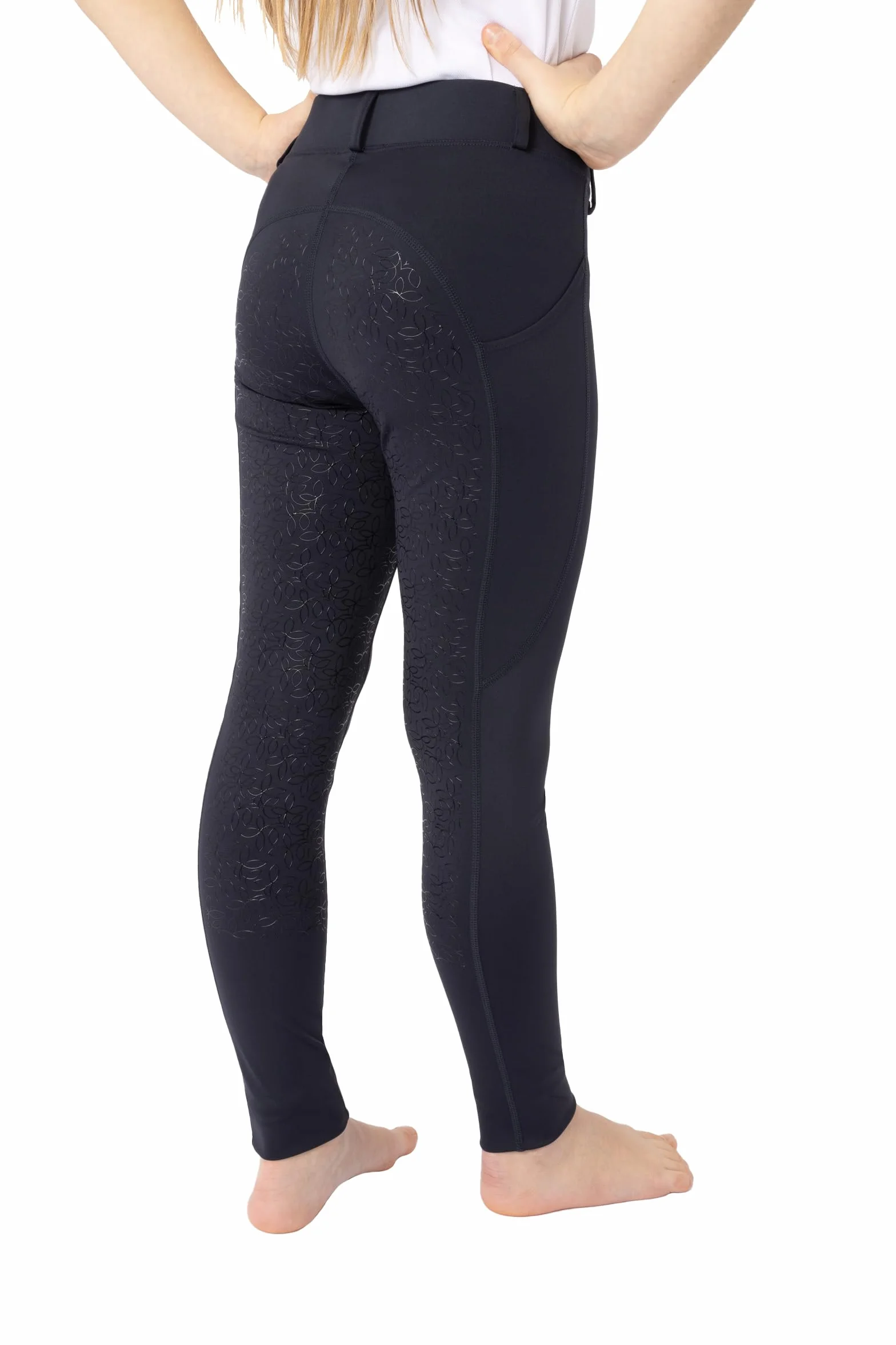 HORZE Legging d'équitation DEA, pour Enfant, Pantalon d'équitation pour Fille, Passants de Ceinture, empiècement Complet, Poche pour téléphone Portable