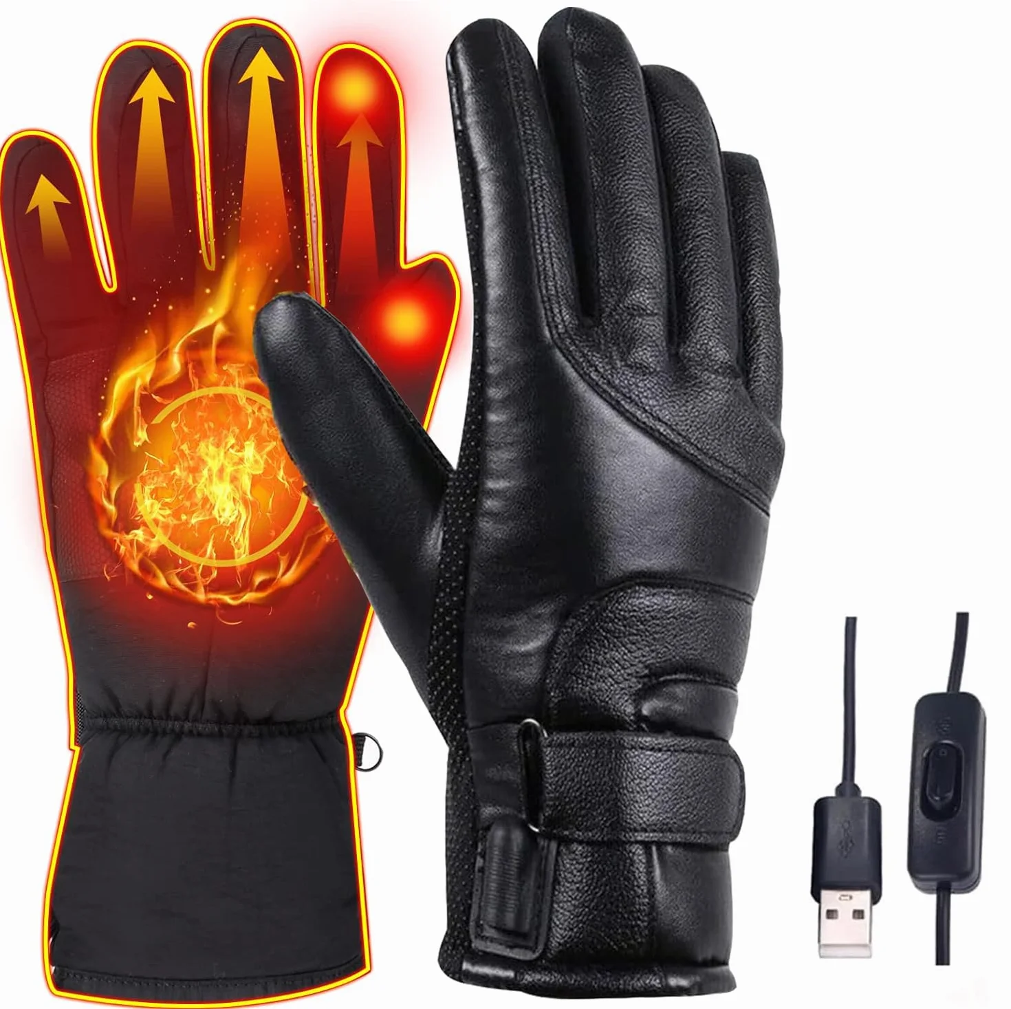 Gants Chauffants USB Homme Femme Imperméables Écran Tactile Moto Vélo Ski Patinage