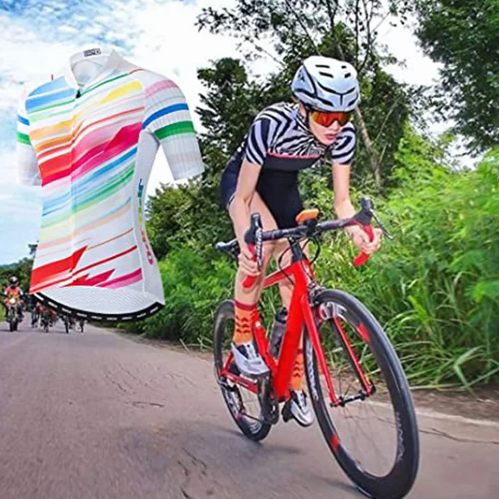 Maillot de cyclisme respirant à manches courtes pour femme