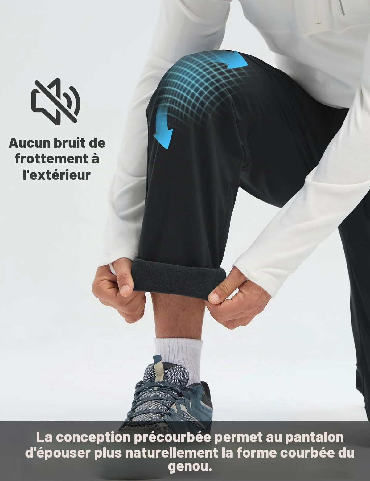 baleaf Pantalon cargo pour homme avec doublure en polaire avec poches pour la marche et l'extérieur d'âge moyen
