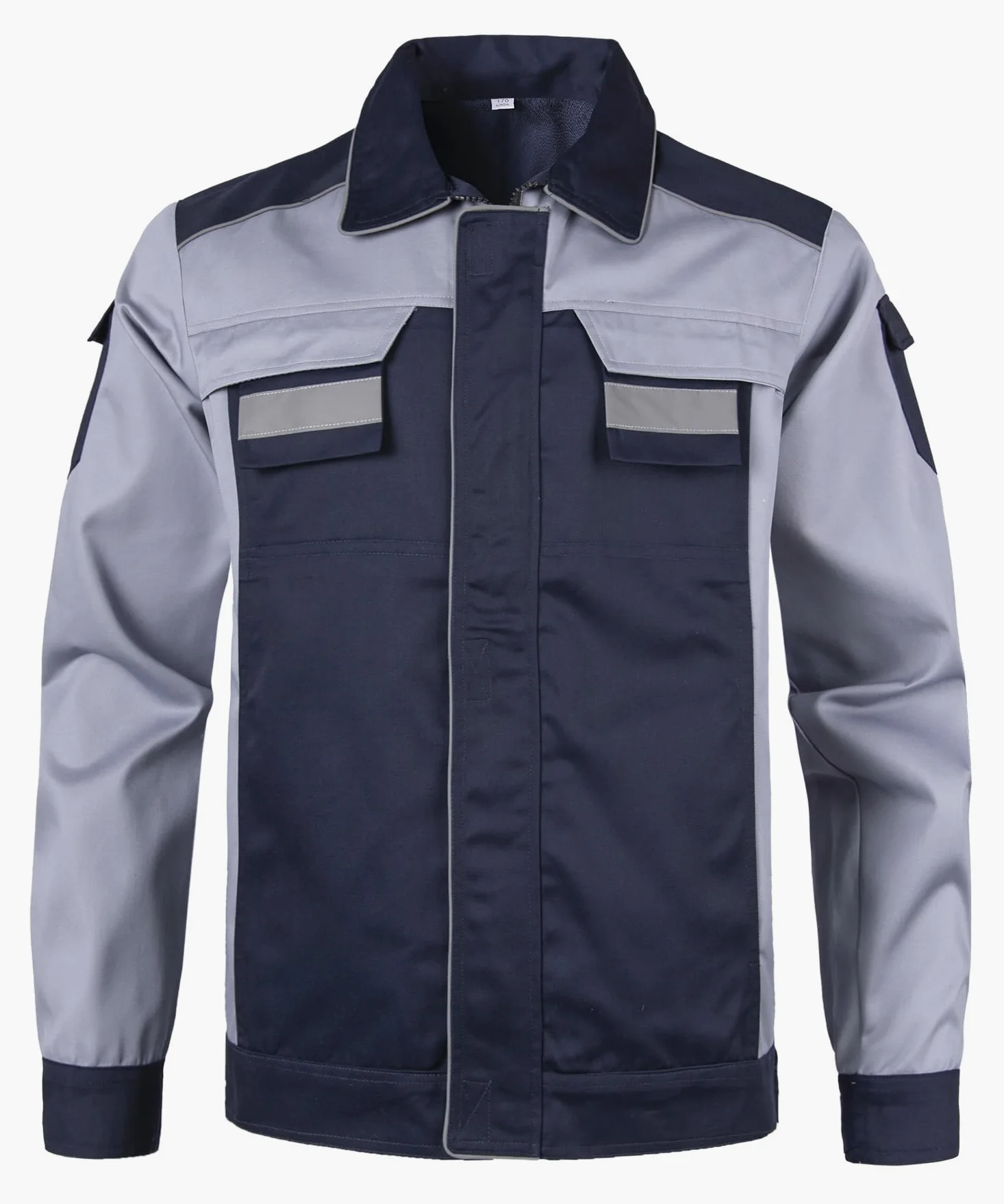 Homme Veste de Travail Multi Poches Blouson de Travail Manche Longues Bleu de Travail Vêtements de Travail Manteau de travail avec Fermeture éclair