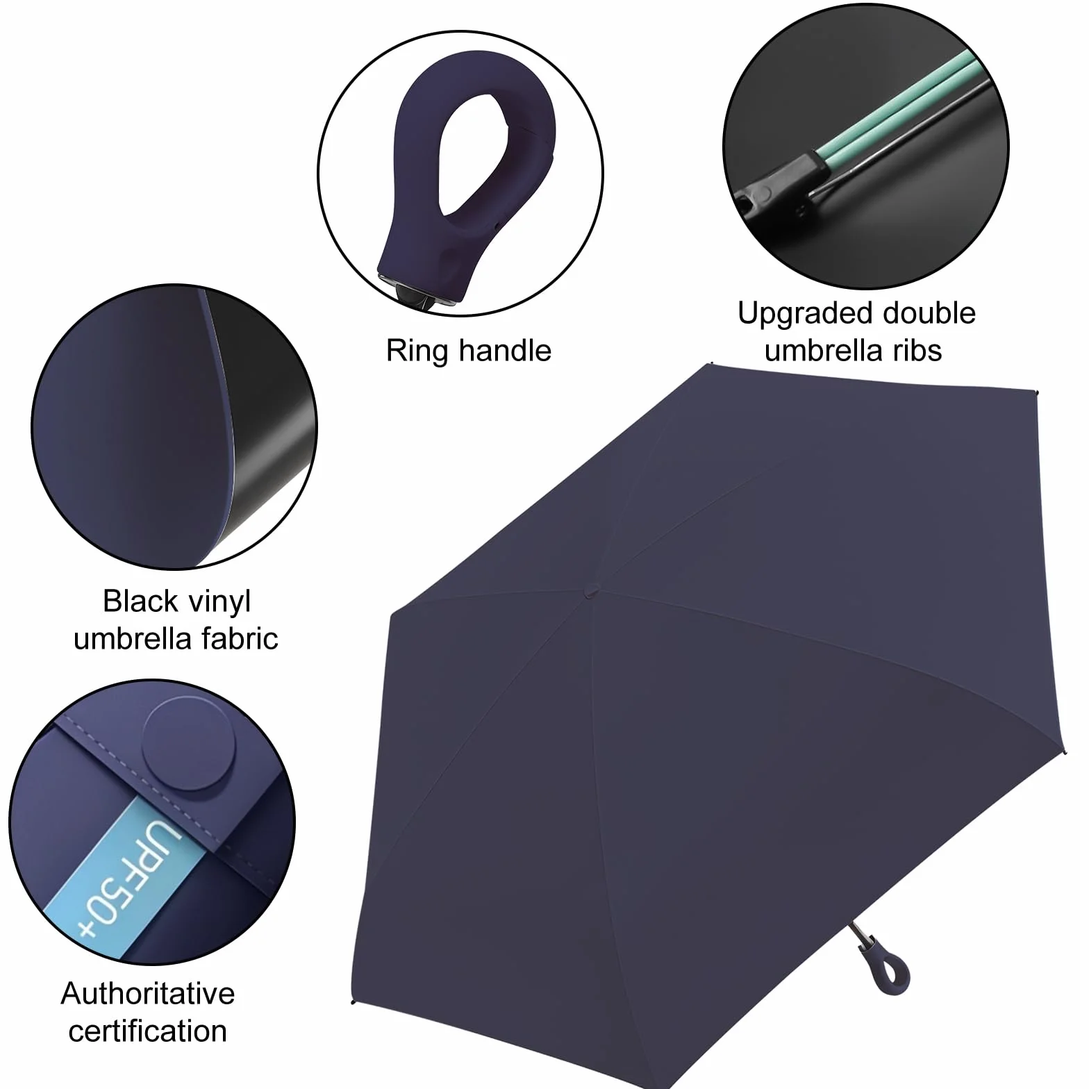 Mini Parapluie Pliant, Parapluie de voyage, Parapluie Pliable Mini, petit parapluies portable compact pour hommes et femmes, parapluies capsule