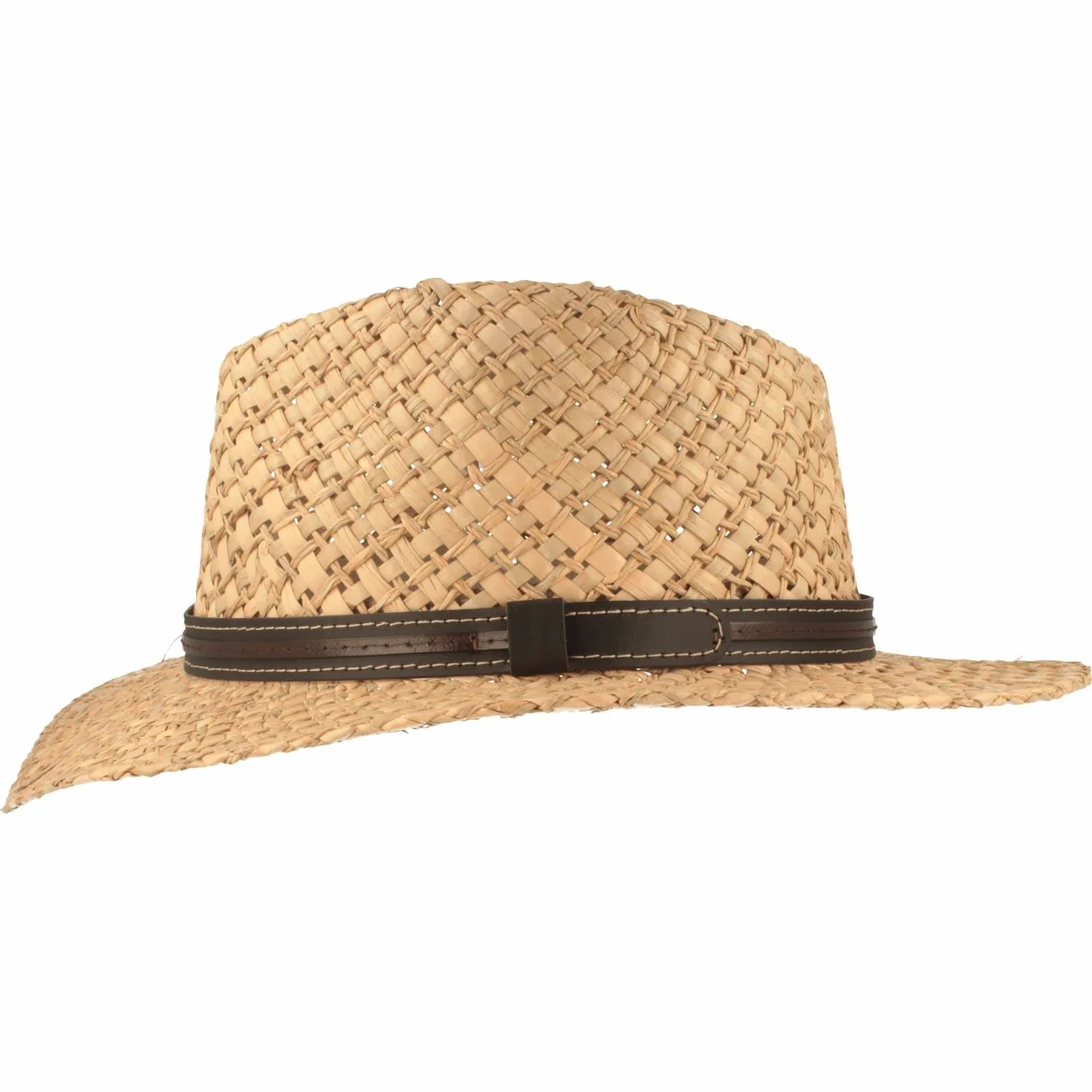 Chapeau de Paille d'été Tressé à la Main 100% Paille Beige Naturel