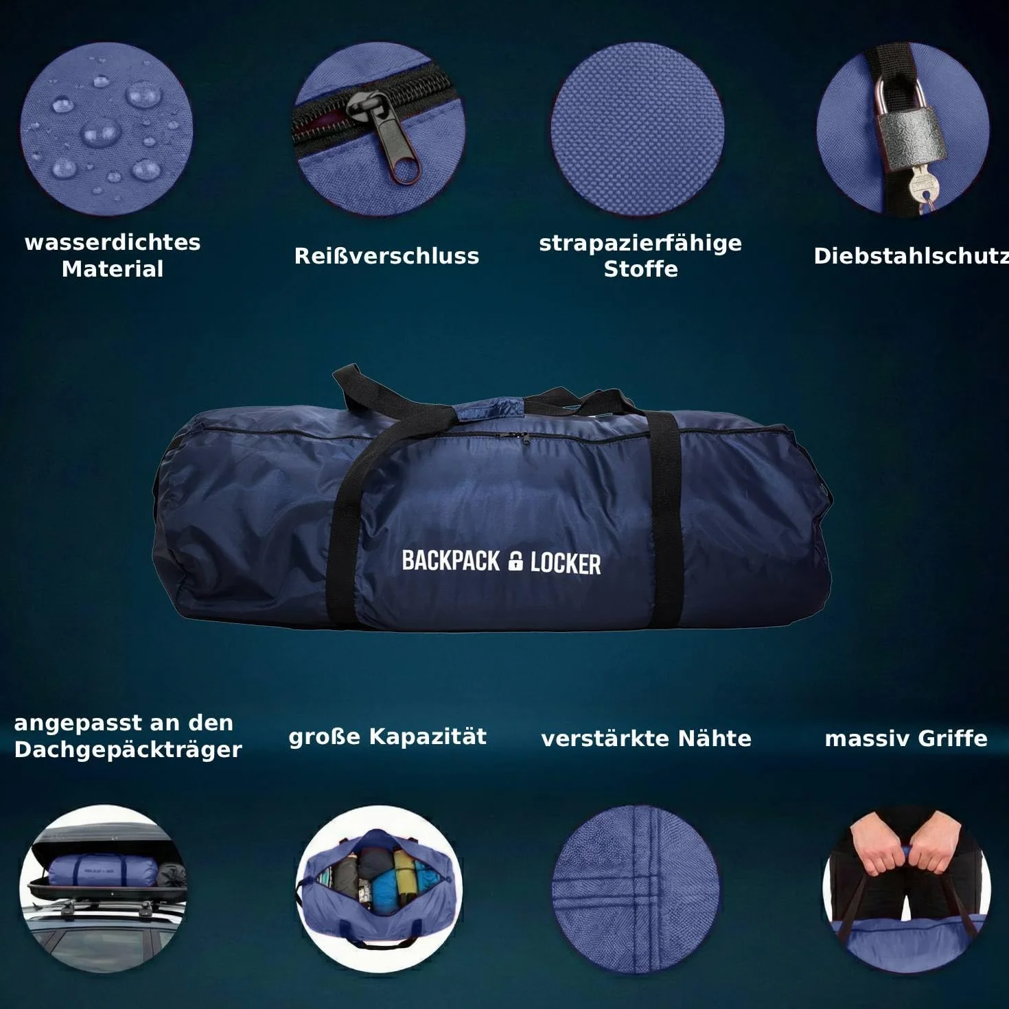 Housse de protection pour sac à dos avion avec cadenas, Bleu, 75-135 litres