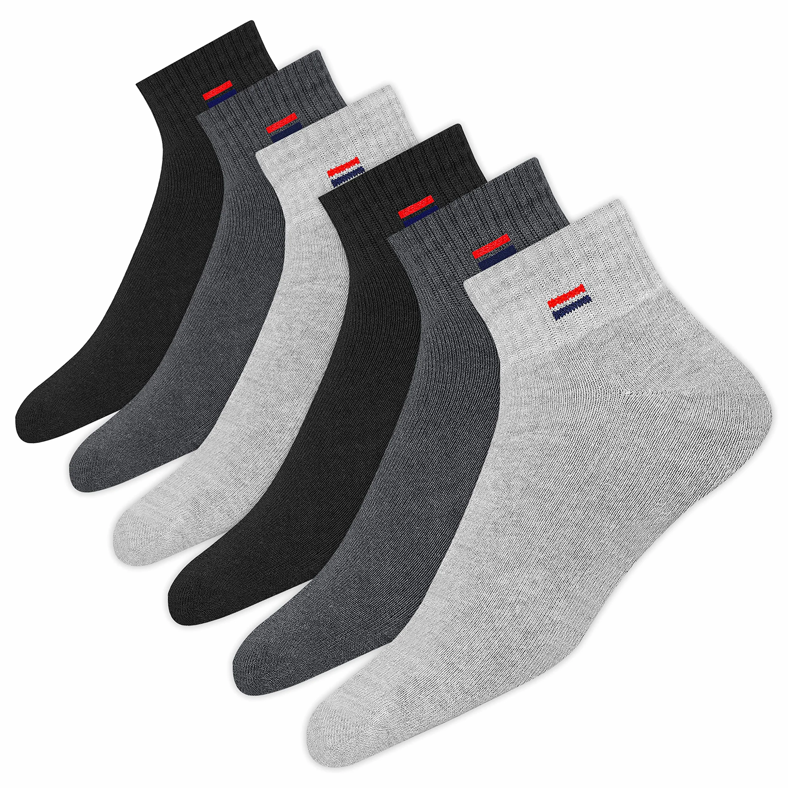 NAVYSPORT Chaussettes Homme Sport Coton Coussin Quart Long - Lot de 6 Paires Chaussettes Courtes Unisexe