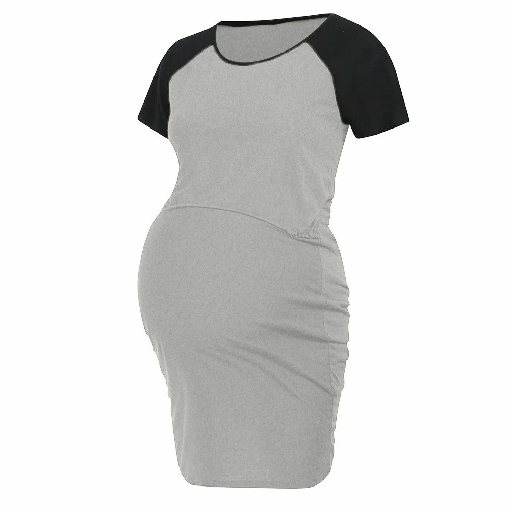 générique Robe de maternité pour Femmes Chemise de Nuit d'allaitement Chemise de Nuit d'allaitement vêtements de Nuit Jupe Tulle Maternité Grande Taille (Grey, S)