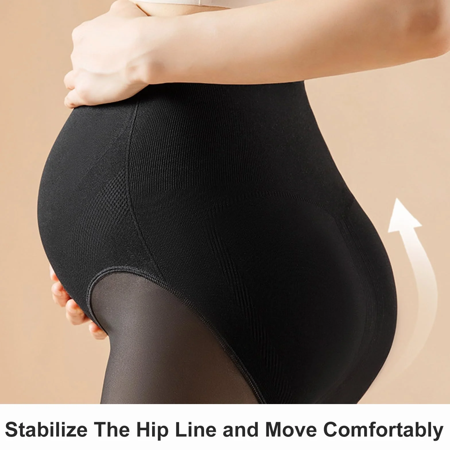 Collant Femme Polaire Grande Taille Collants Pouvant être Portés Jusqu'à 105 kg, Opaques Collants de Maternité, Chauds Leggings de Grossesse Solides Collants, Leggings de Maternité Extensibles(200g)