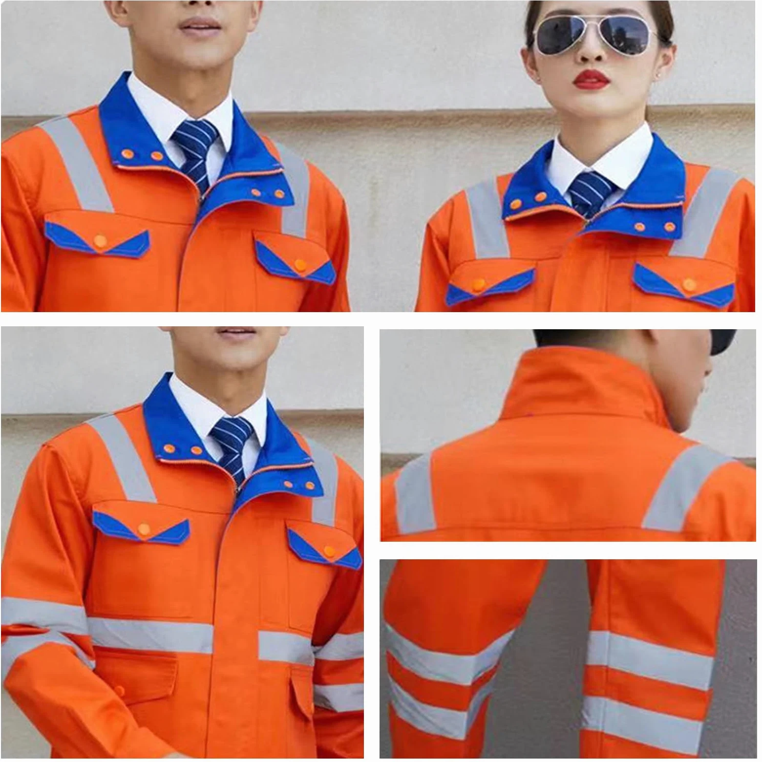 Combinaison À Manches Longues Avec Fermeture À Glissière À Rayures Réfléchissantes Travail Ensemble De Vêtements De Travail Veste Et Pantalon Costume