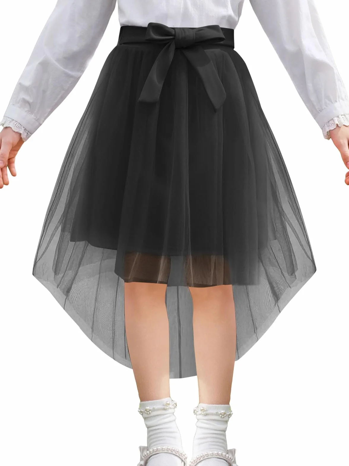Haloumoning Jupe en tulle pour fille - Ligne A - Couleur unie - Taille élastique - Mini jupe décontractée et élégante - Jupe de ballet avec ceinture
