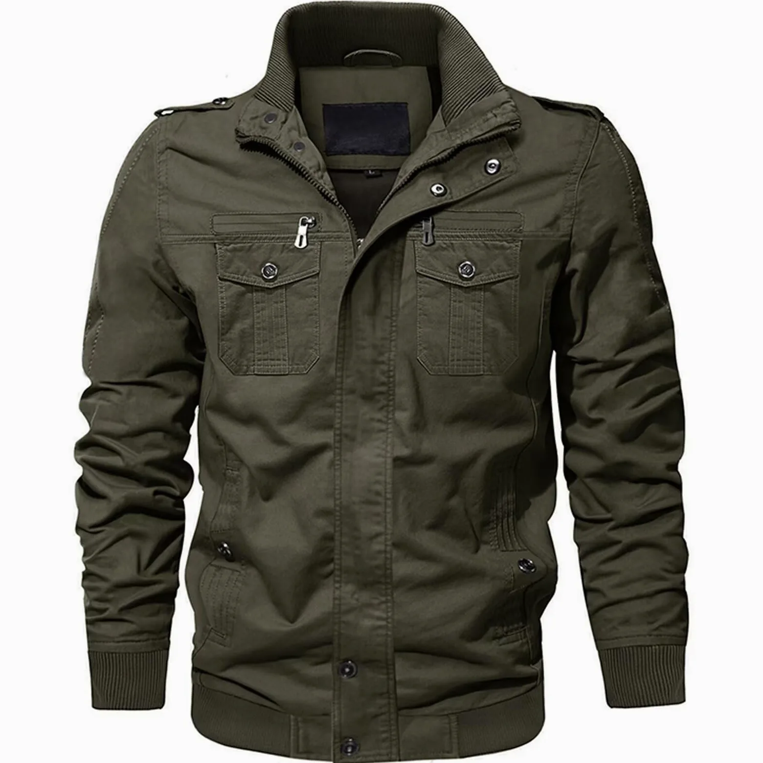 Jinsha Blouson Aviateur Homme Coton Hiver RandonnéE Escalade Zipper Veste Militaire Bombers Cargo Homme Multipoche ExtéRieur Manteau Coupe-Vent Travail VêTements D’ExtéRieur
