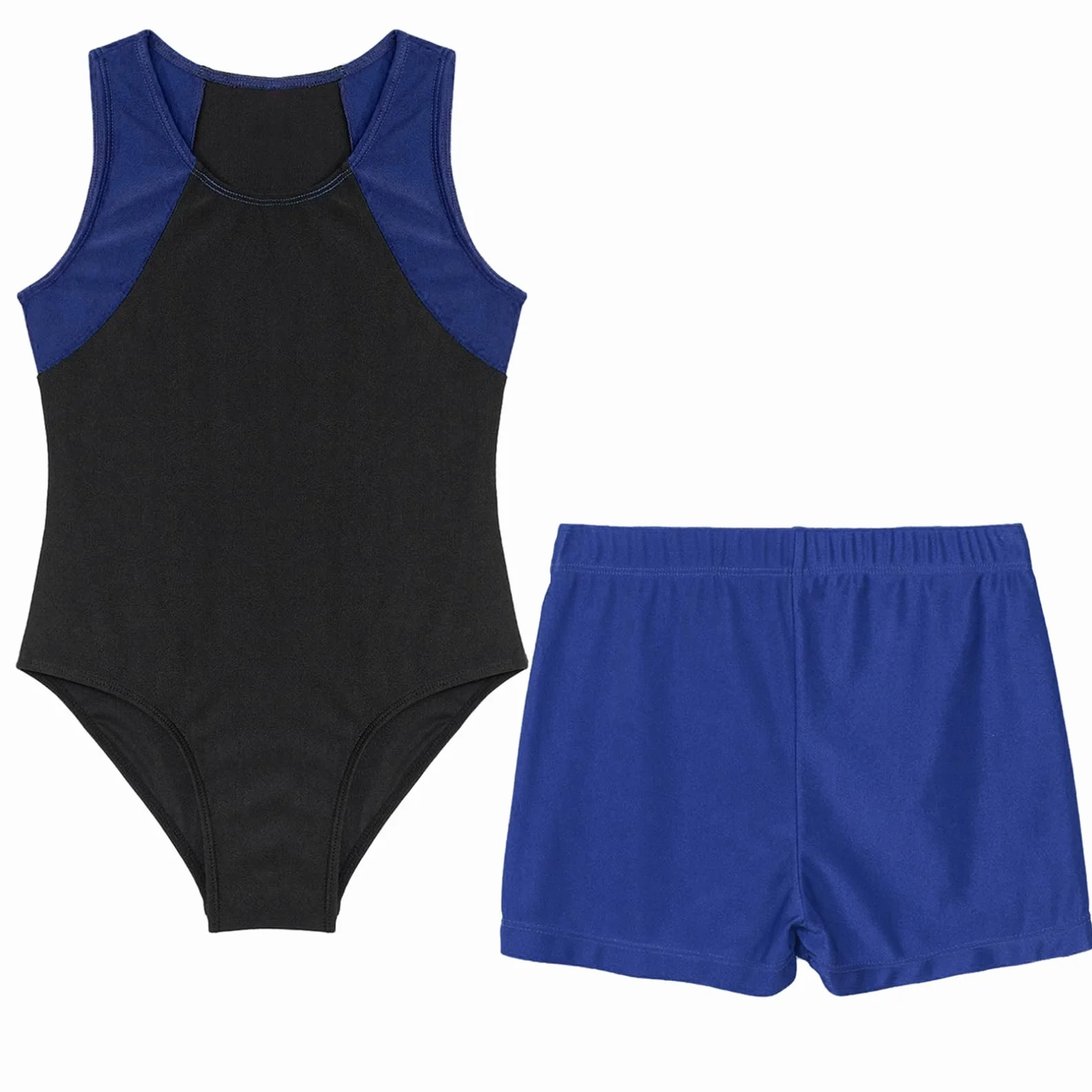 ranrann Enfant Garçon Justaucorps Gymnastique Danse Bodysuit sans Manches avec Short Gym Sport 5-16 Ans