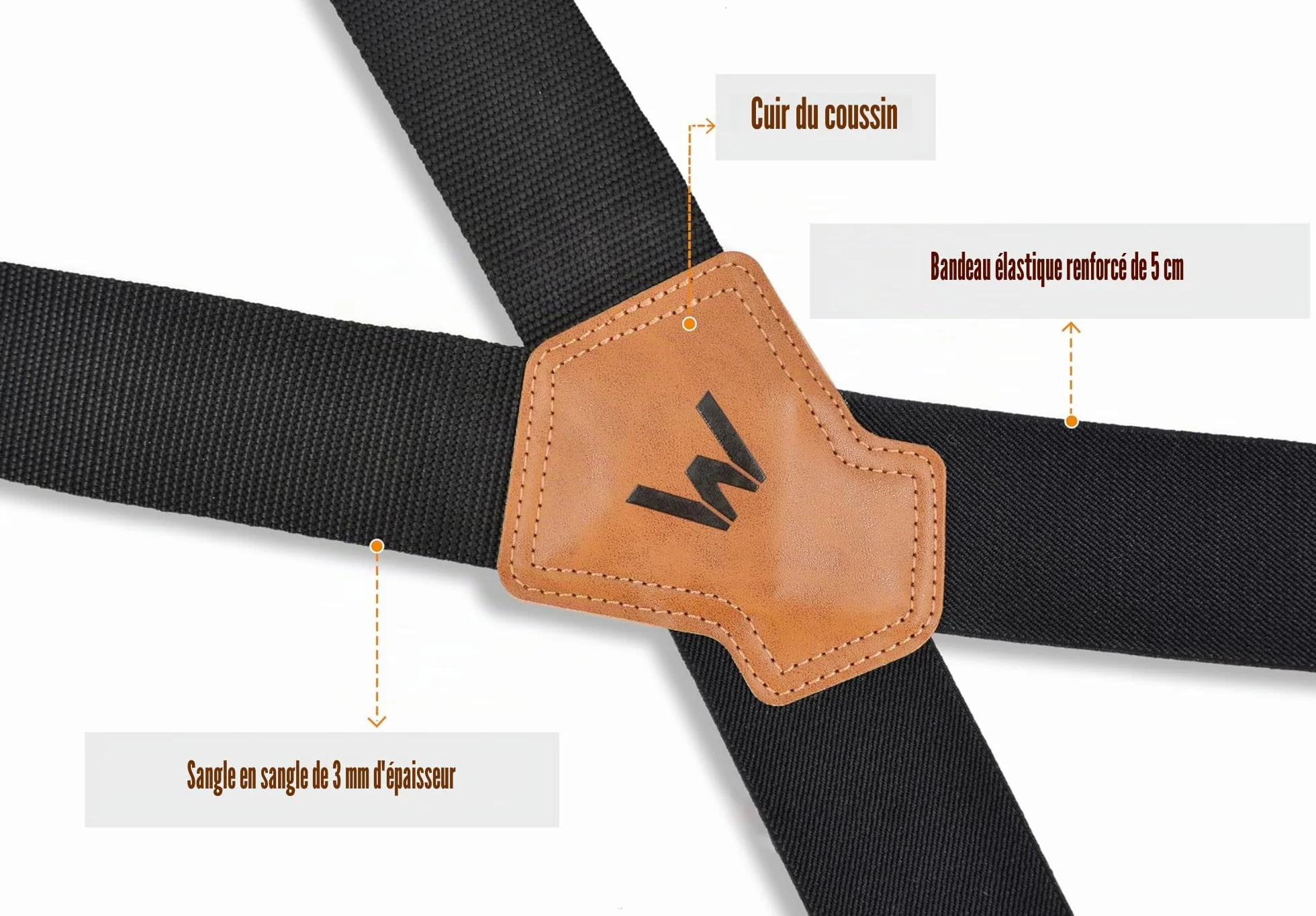 WELKINLAND Bretelles pour Homme 5,1 cm Travail, Noir