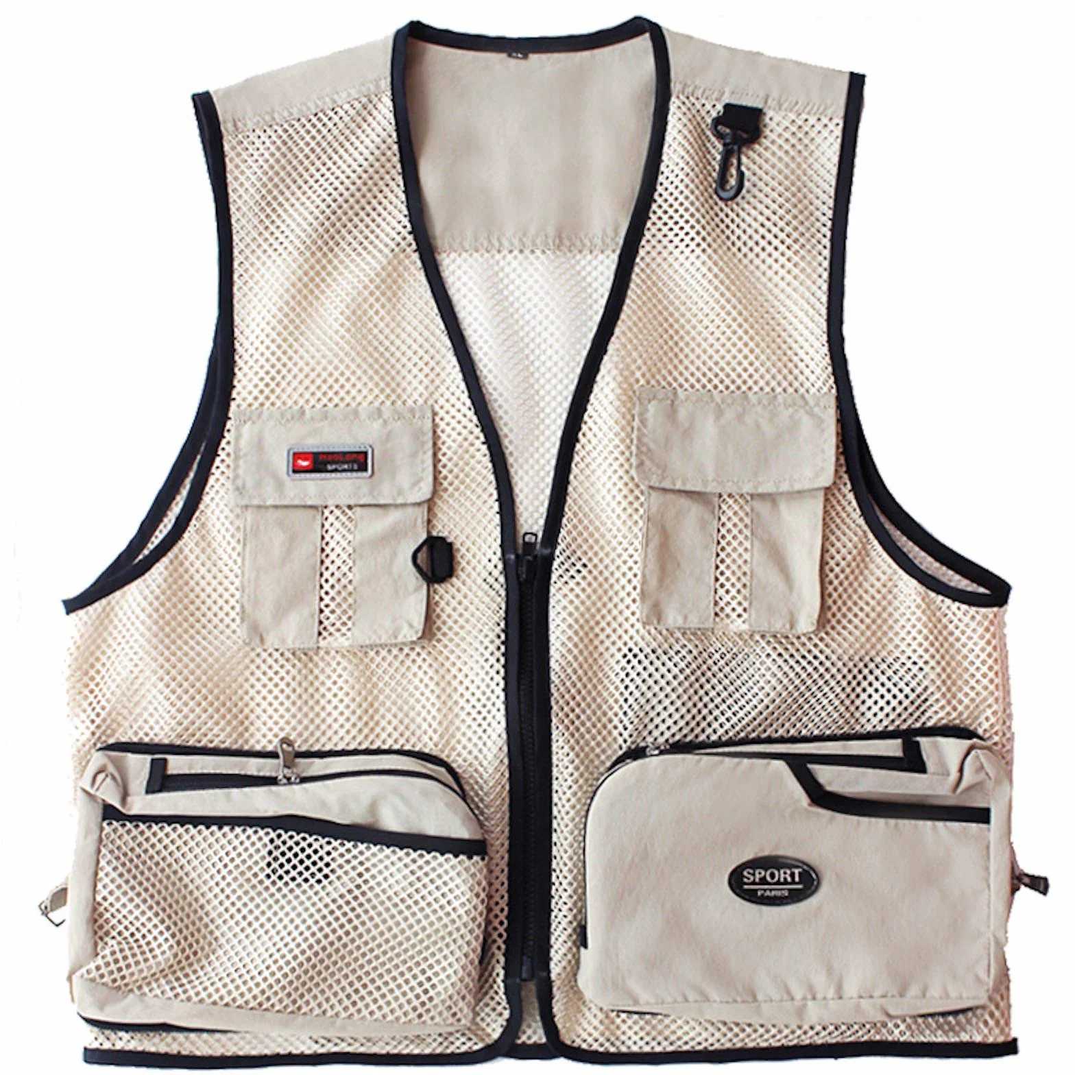 Elonglin Gilet de Maille Plein air Homme Femme Pêche Photographie Multi-Poches Vêtements Travail Extérieur Respirant