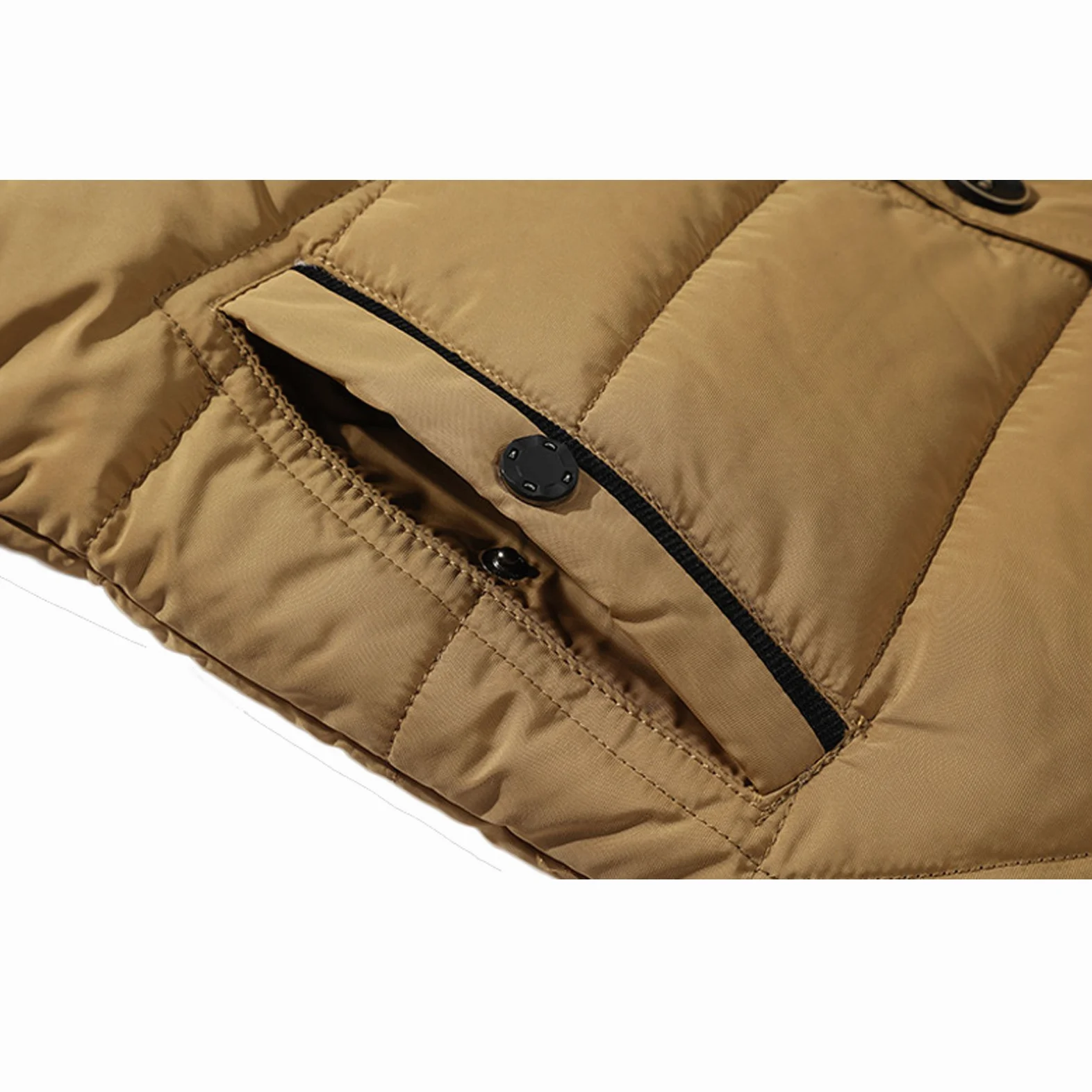 Homme Manteau à Capuche en Coton Mode Col à Fourrure Matelassé Hiver Epaisse Blouson Parka