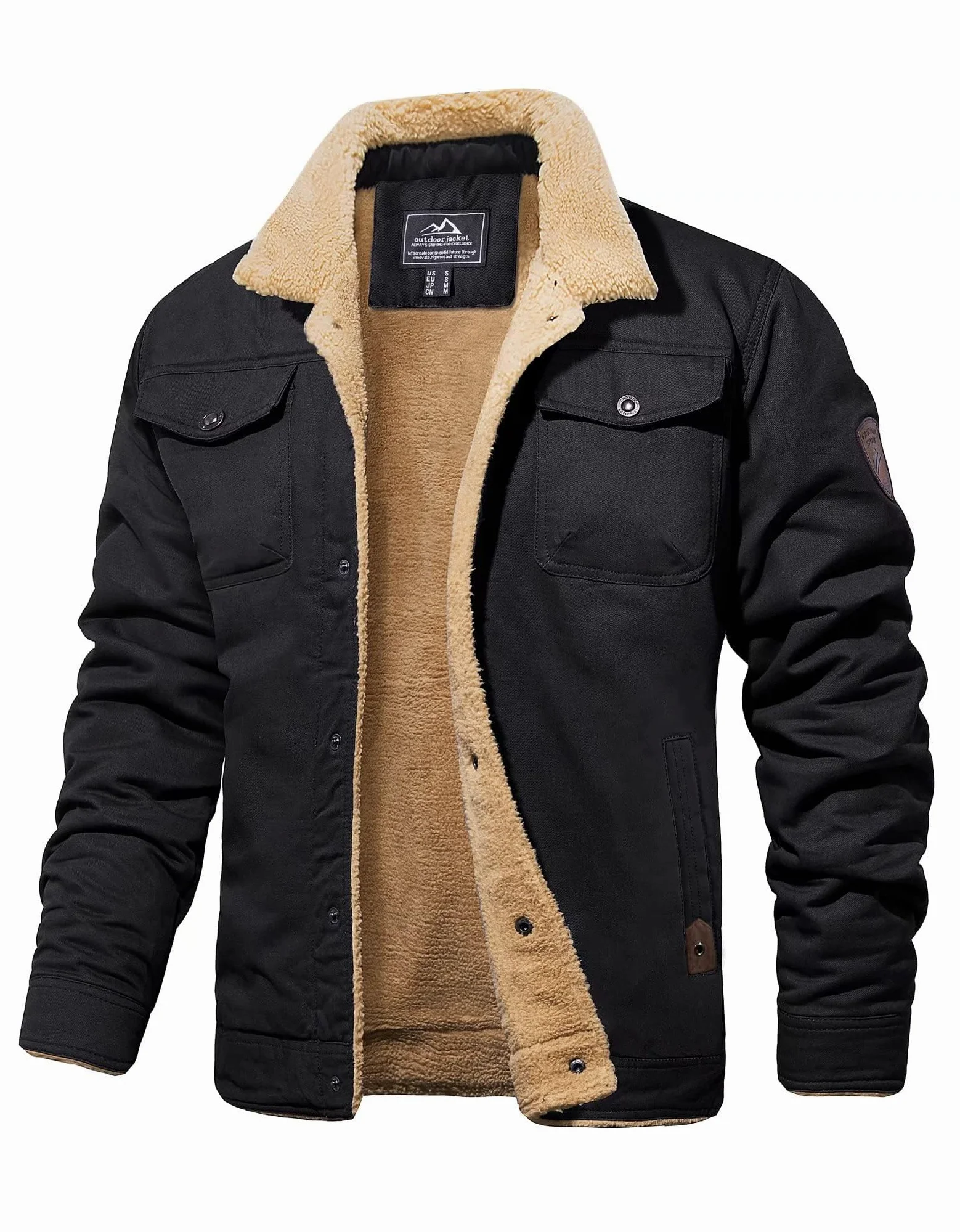 MAGCOMSEN Veste d'hiver doublée Sherpa chaude pour homme avec poches multiples
