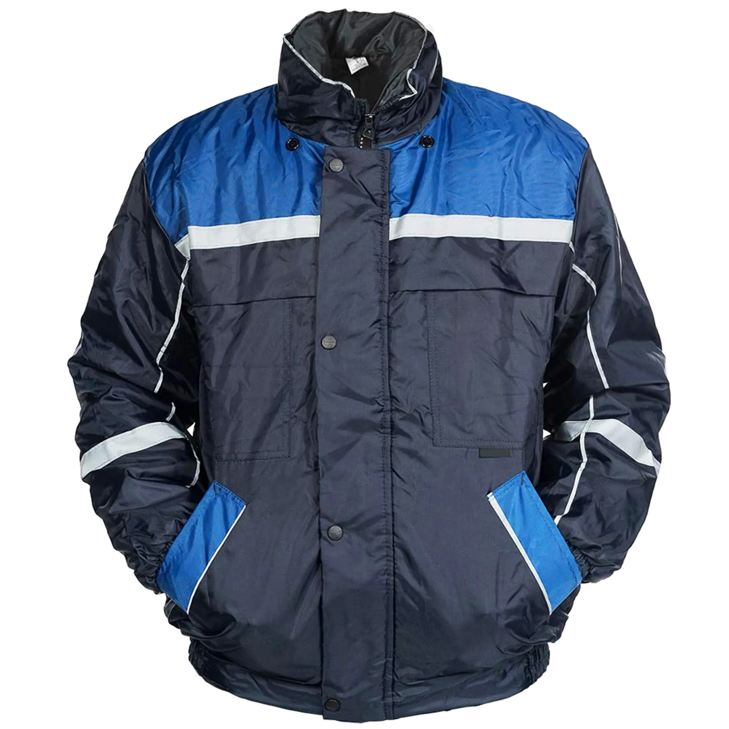 MAZALAT work wear Hiver Veste de Travail Homme avec Capuche, Ouatinée, Coupe-Vent, Imperméable, Hiver Manteau, Bleu