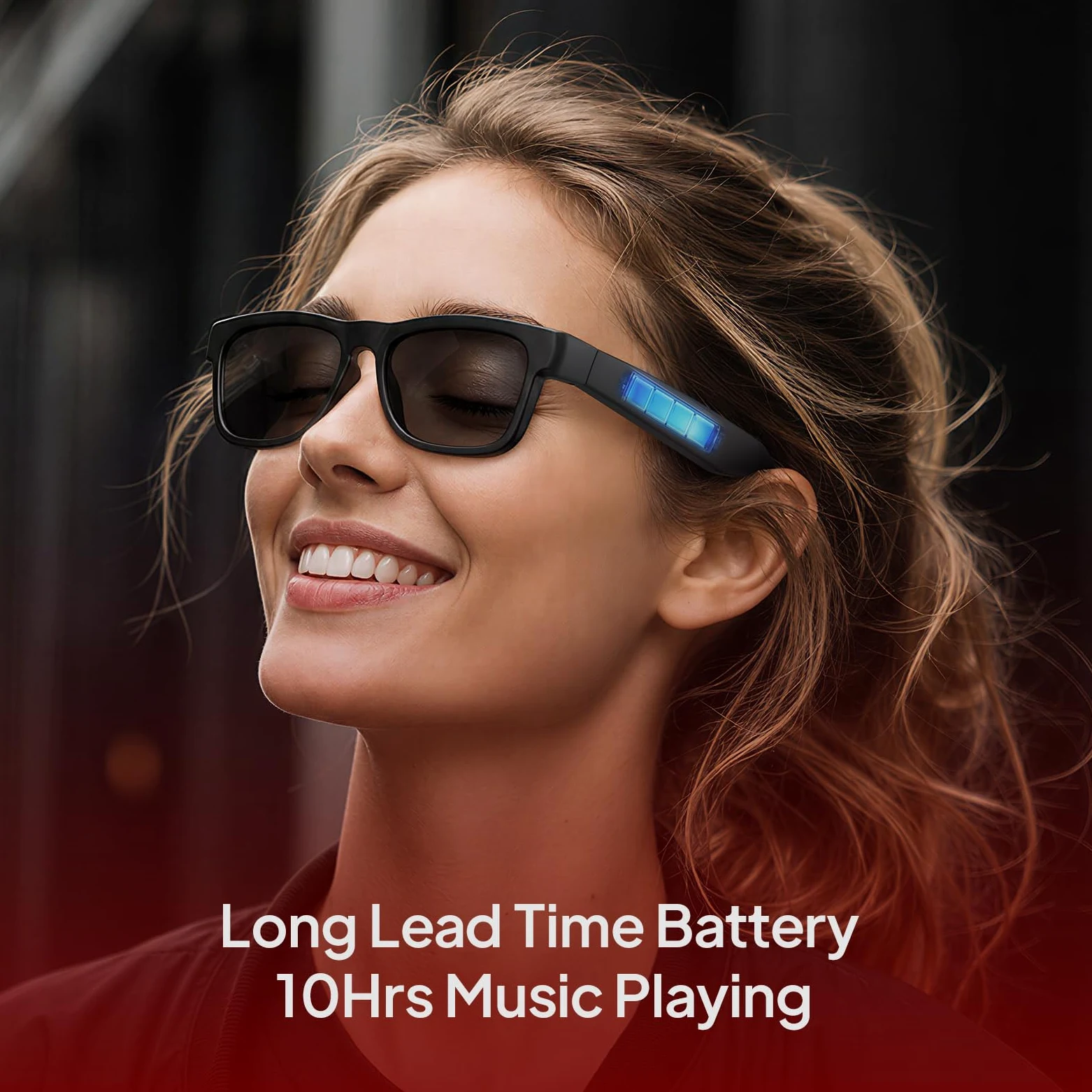 OhO sunshine Bluetooth Audio Sunglasses, Lightweight Open Ear Sport Glasses, 10H Playtime, UV400 ANSI Z87.1, Water Resistant with Voice Control