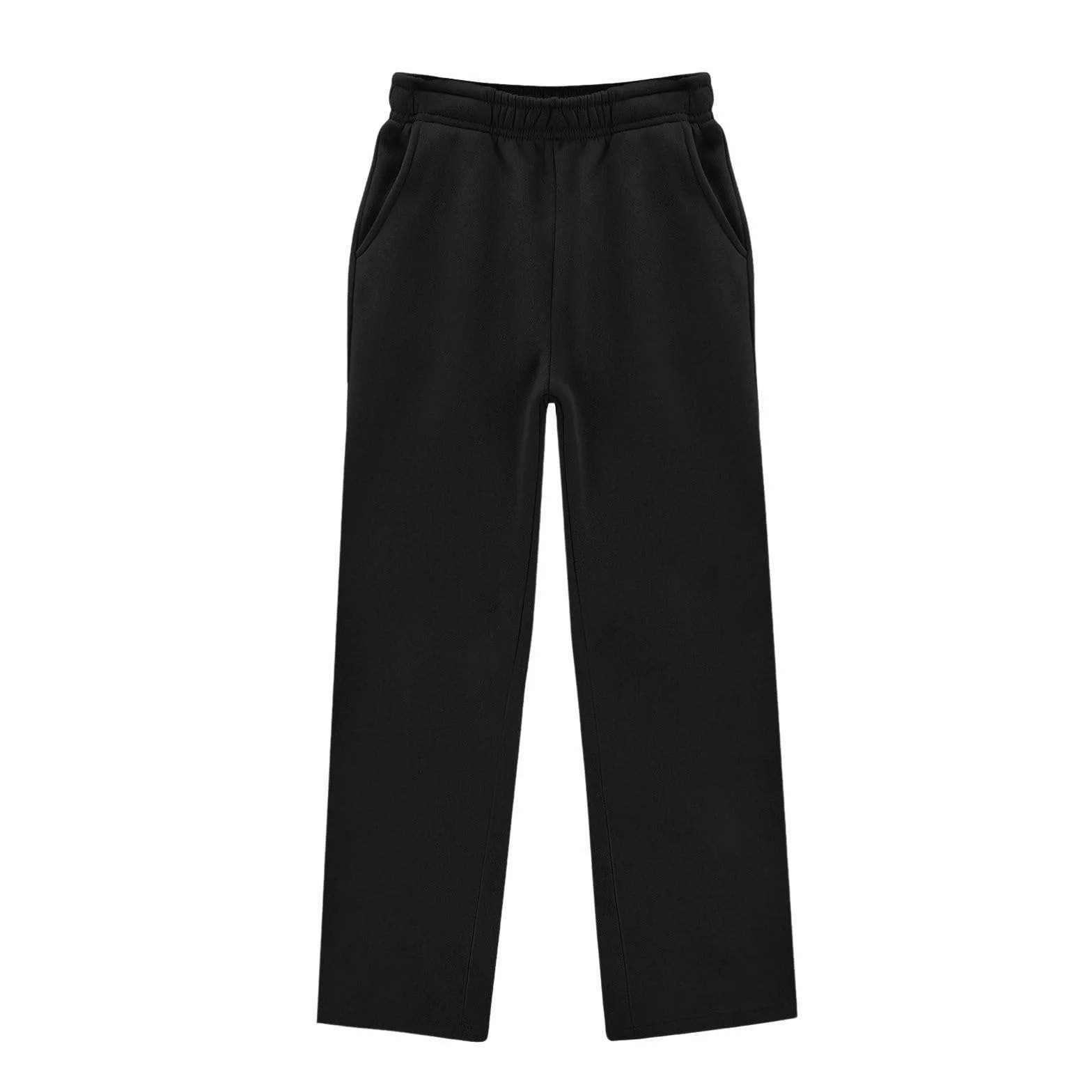 Pantalon de jogging ample à jambes larges pour filles avec poches, taille élastique, jambe droite, pantalon d'école, pantalon de sport uni, pantalon de survêtement athlétique de printemps