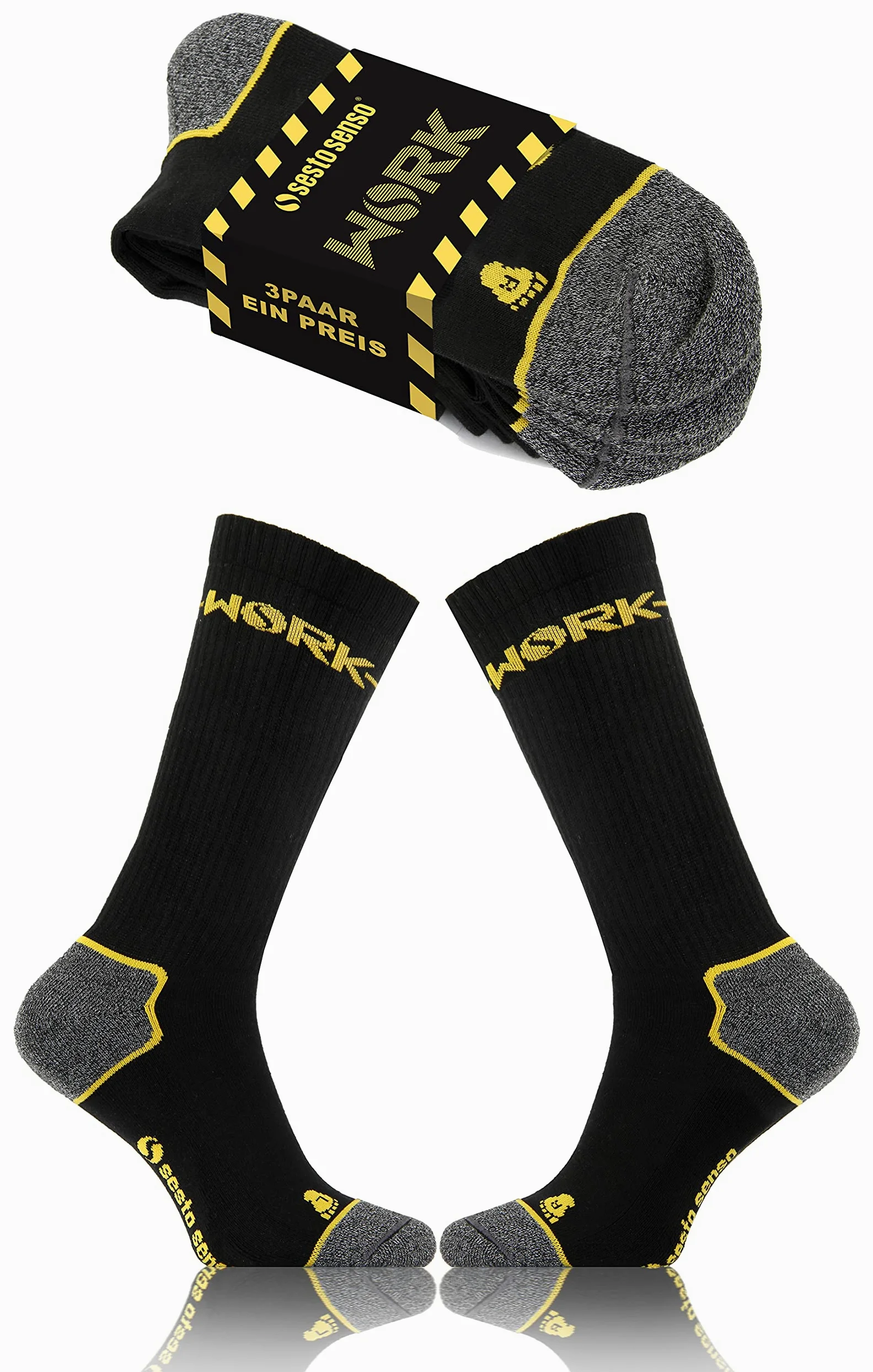 sesto senso Chaussettes de travail 6/12 paires Coton Chaussettes haute résistance Talons et pointes renforcés
