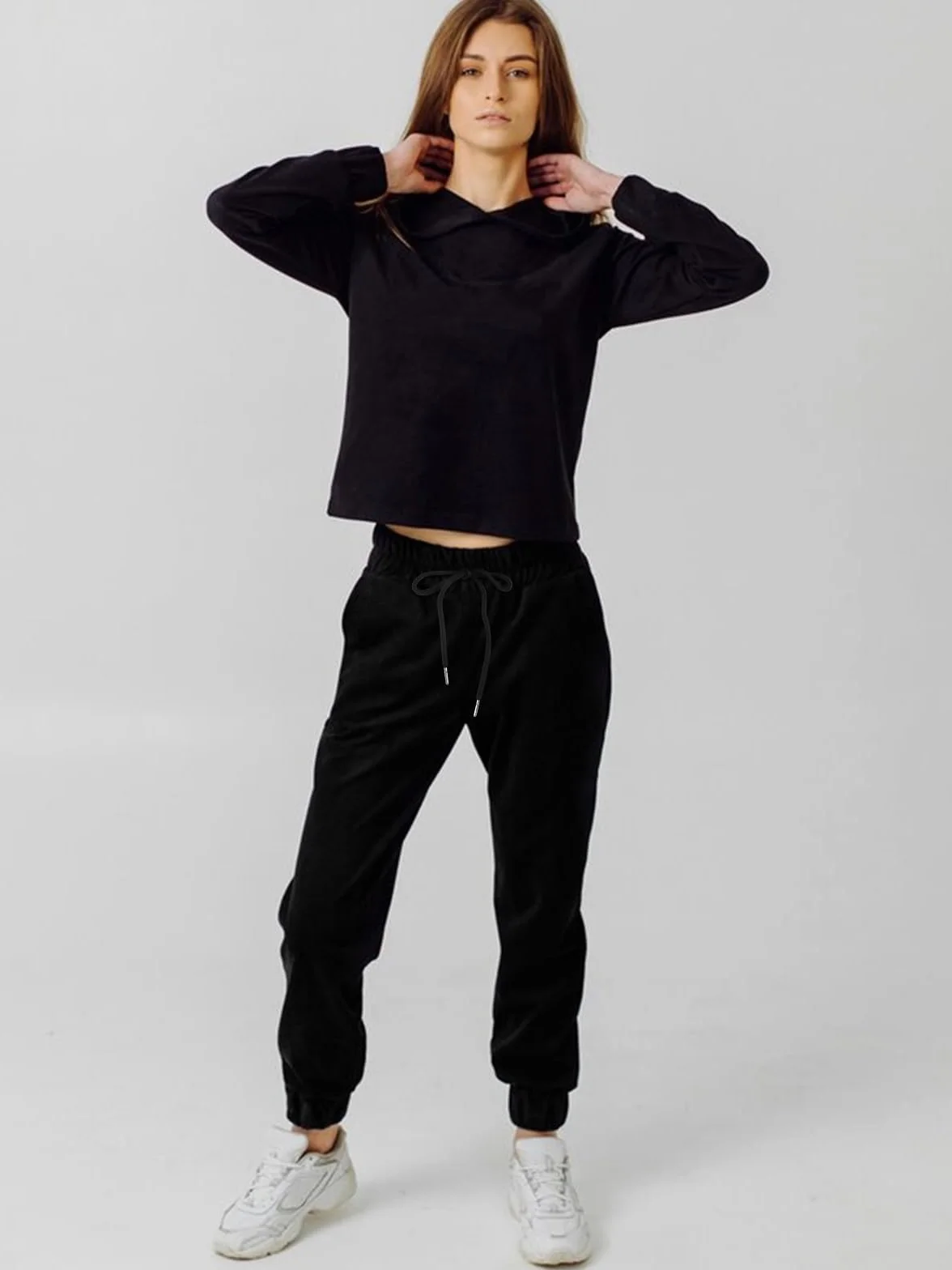 EBANKU Pantalon de survêtement pour Femme avec Poches - Pantalon de survêtement uni - Baggy - Taille élastique - pour Hip hop décontracté, Gym et Jogging