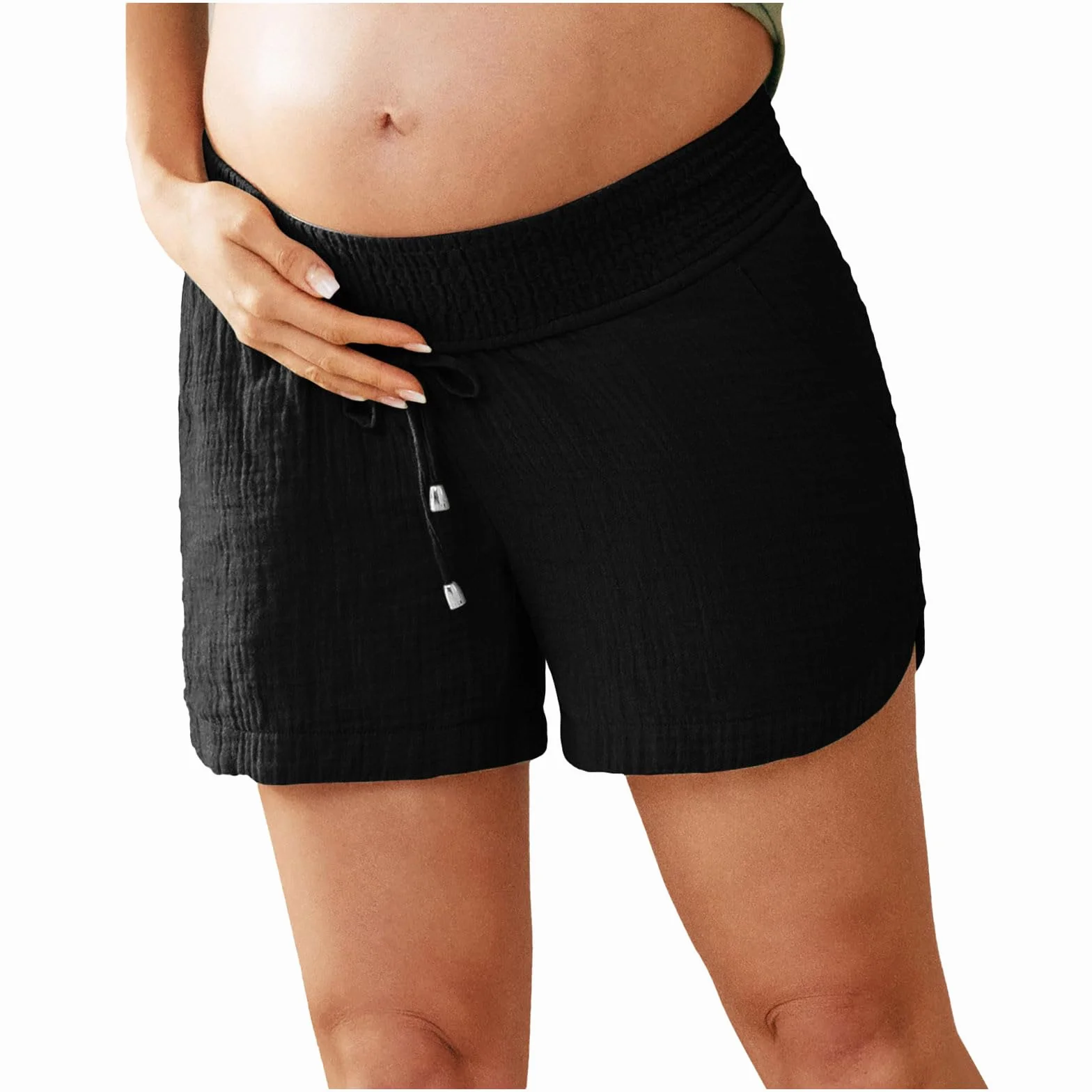 Short Lin Coton Enceinte Grossesse Taille élastique été Short Maternité Chic Pas Cher Shorts Grossesse Femme Large Grande Taille Pantalon Court Femme Confortable