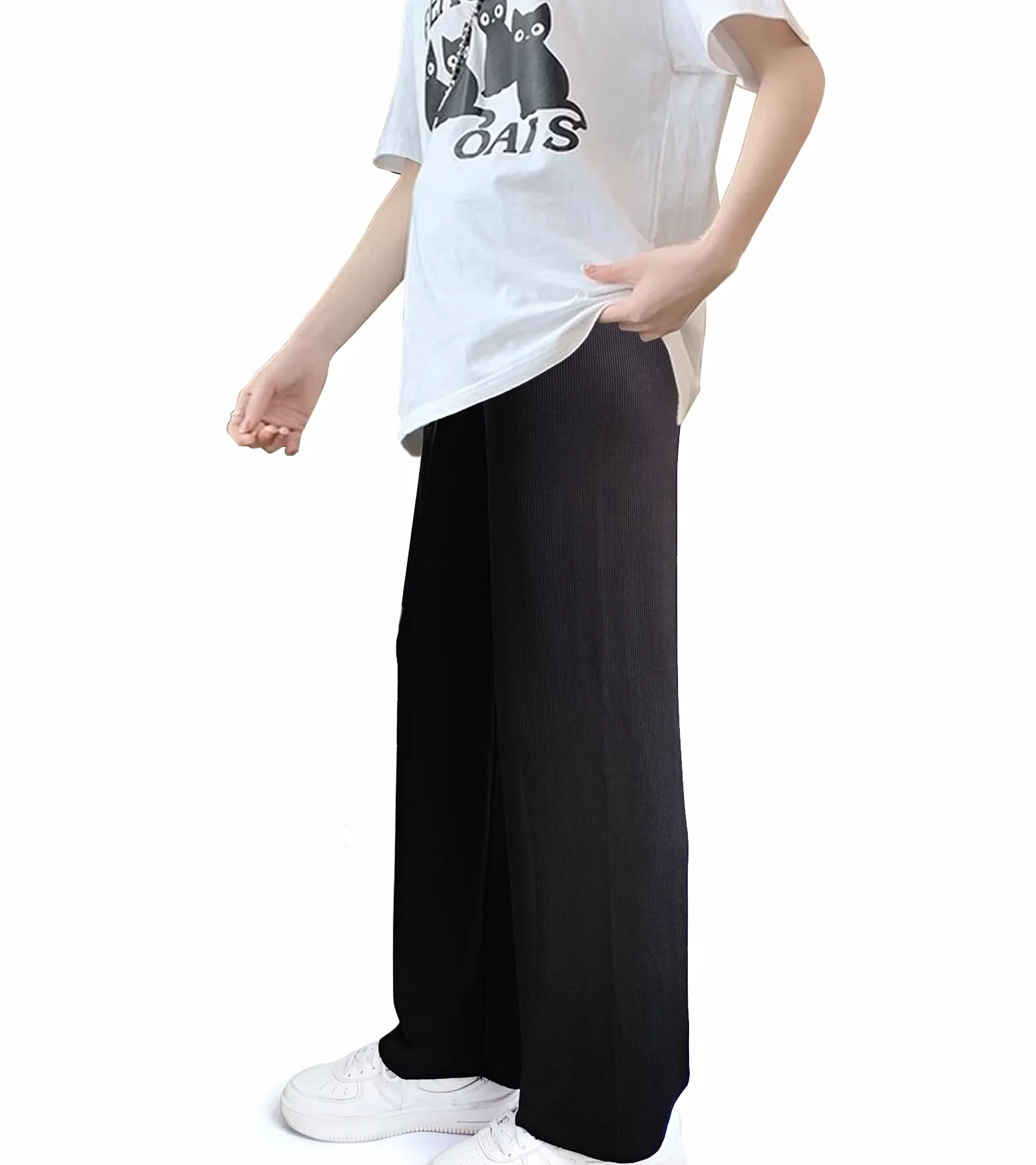 Pantalon Maternité Jambes Larges, Pantalon Long Décontracté de Grossesse Femme, Pantalons Maternité pour Travail, L'entraînement Salon L'athlétisme