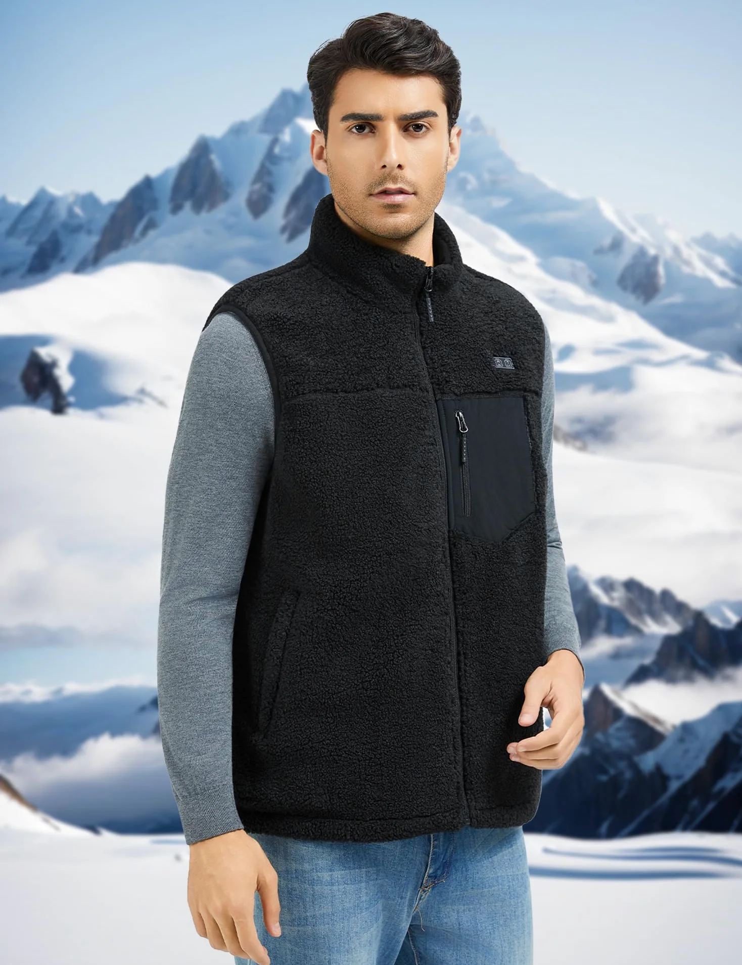 Gilet Chauffant Homme avec Batterie 18400mAh 7,4 V，Polaire Gilet Chauffant, 8 Zones Chauffantes Lavable Veste Chauffante Électrique Hiver