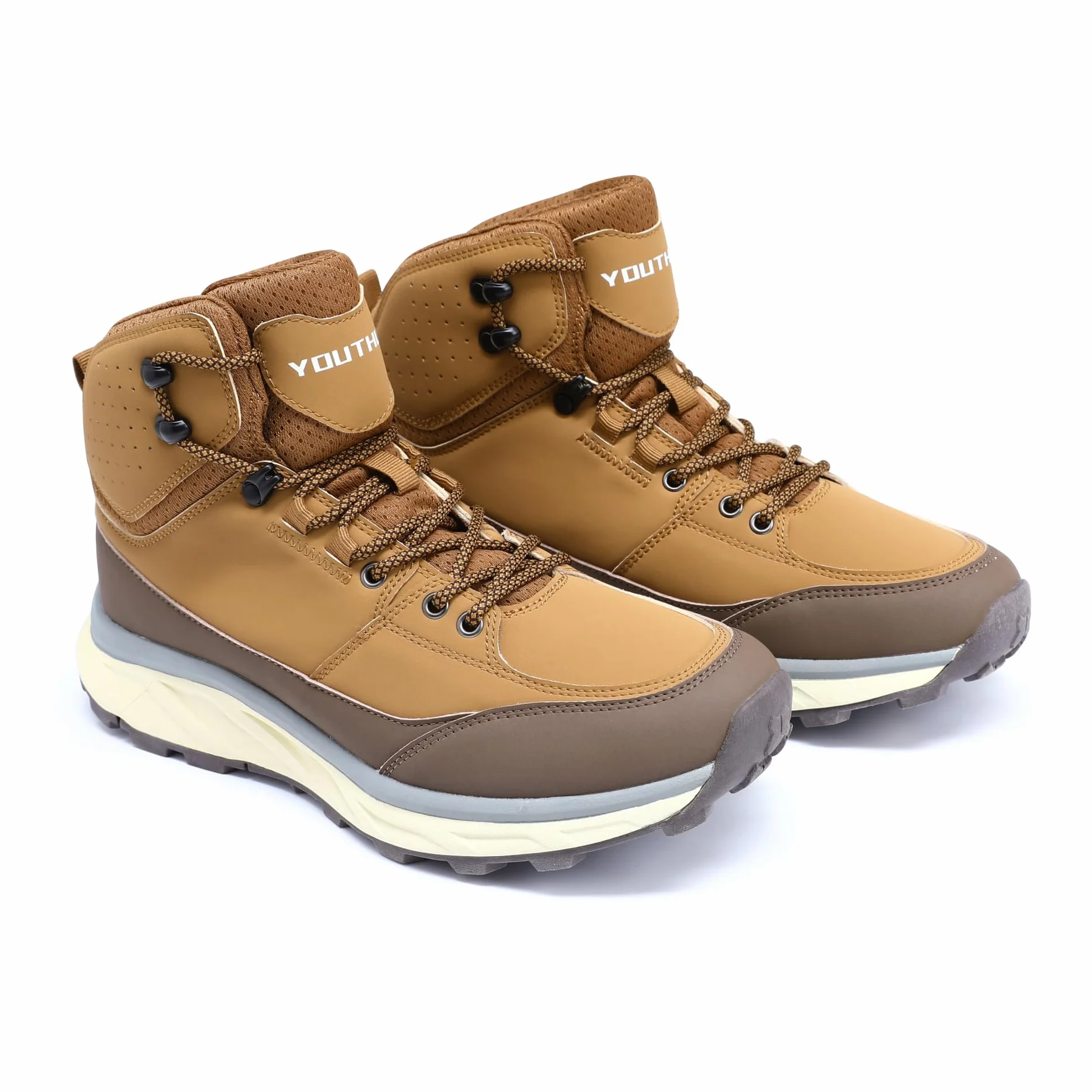 YOUTHUP Hommes Chaussures de Randonnée Respirante Chaussures de Marche Haute d'Extérieur Bottes de Trekking Antidérapante Bout Rond à Lacets