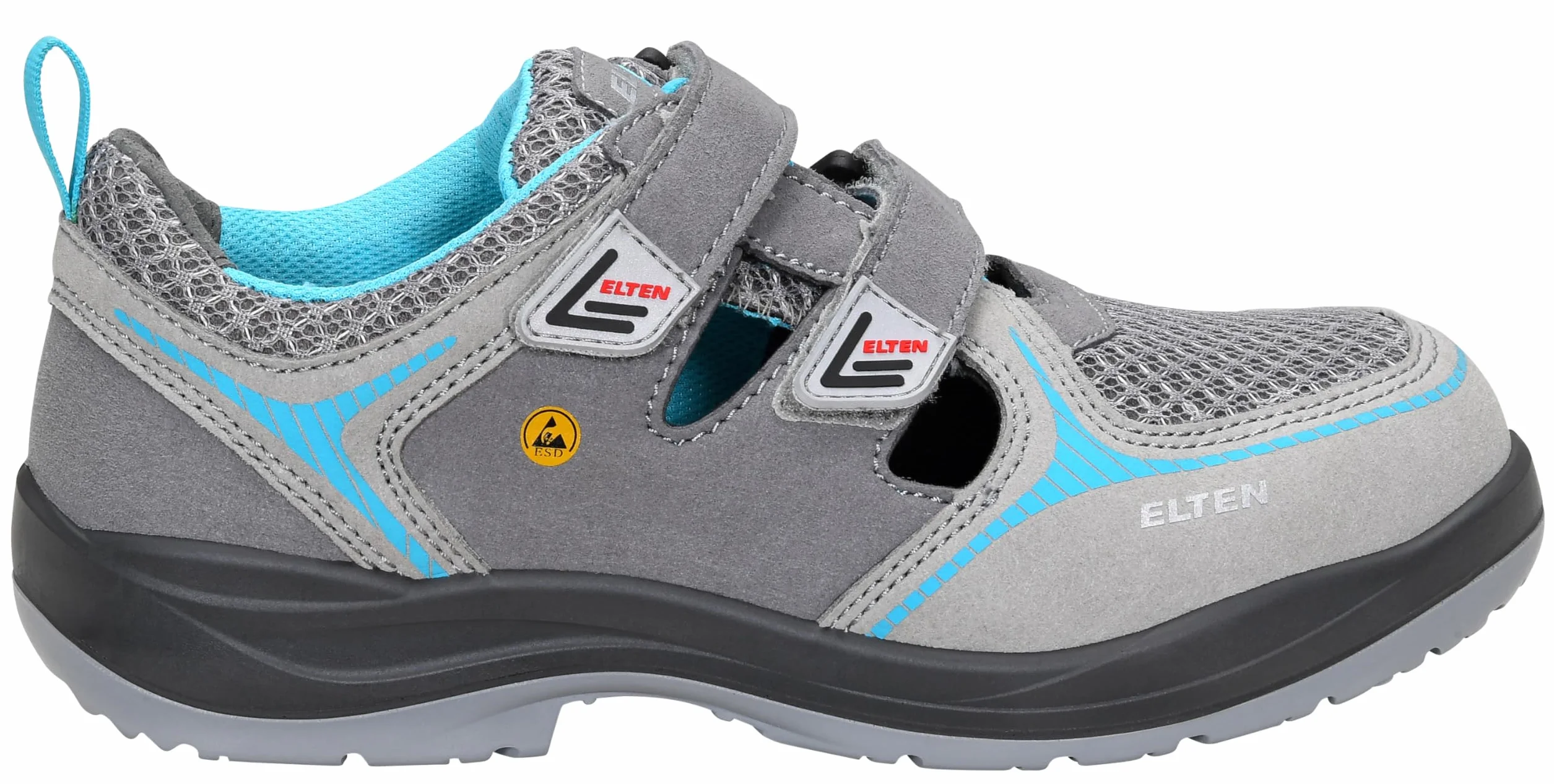 ELTEN Chaussures de sécurité Mila Aqua Easy ESD S1, Femme, Textile, Embout Acier, léger, Sportif, Gris/Turquoise, Pointure :
