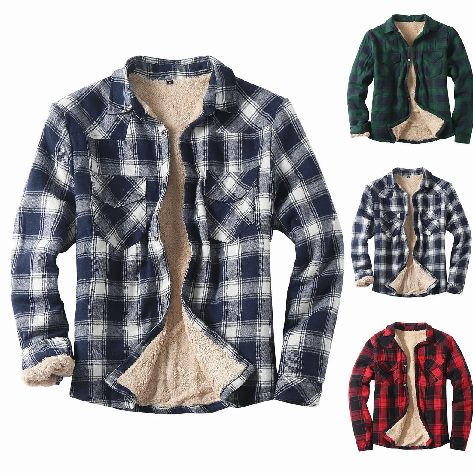 Chemise de bûcheron pour homme - Chemise thermique à carreaux en flanelle - Doublure polaire - Avec capuche - Fermeture éclair - Chemise à manches longues - Chemise de travail thermique