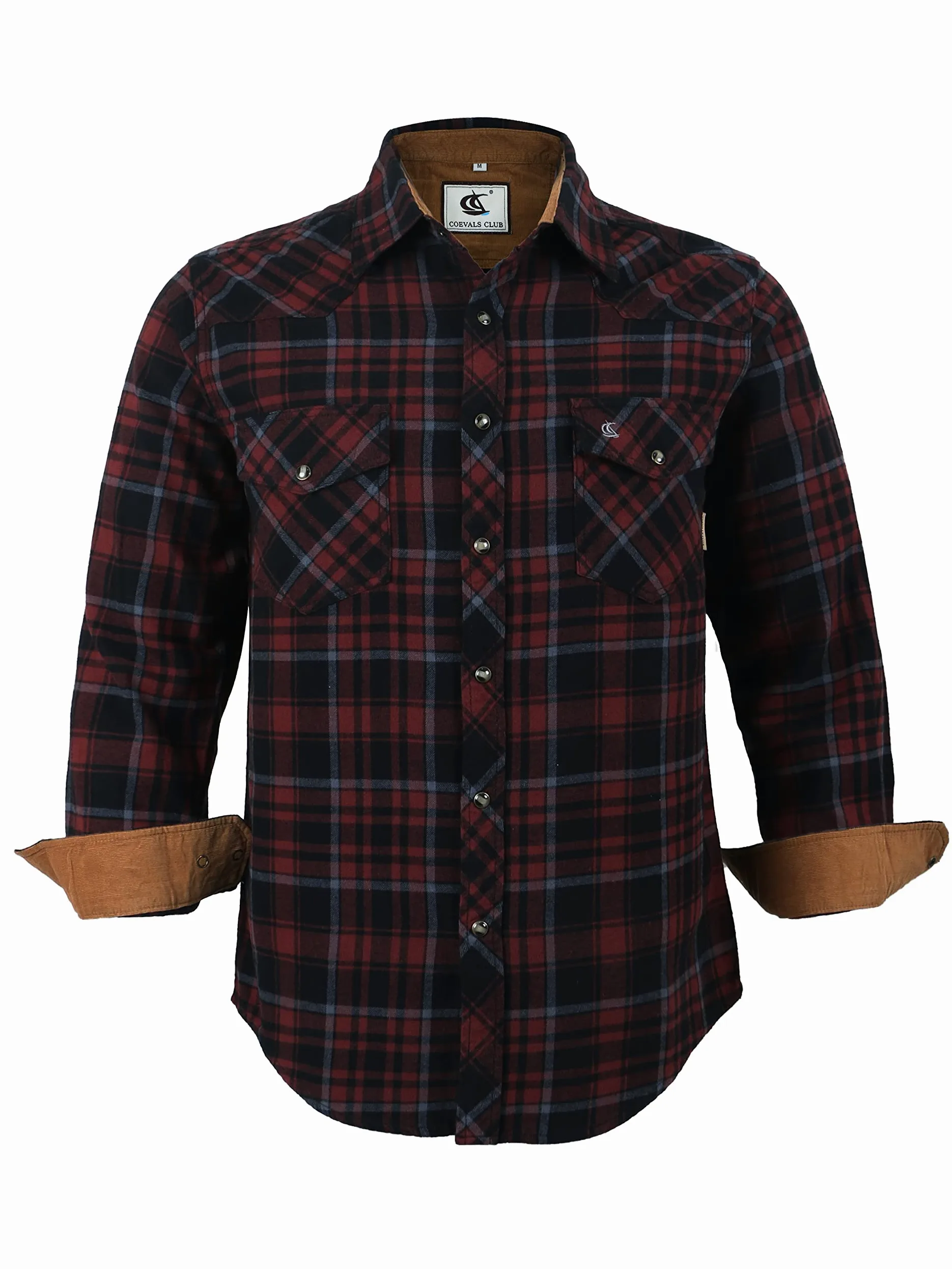 COEVALS CLUB Chemise de travail décontractée en flanelle pour homme, Marron/noir #6, Taille L
