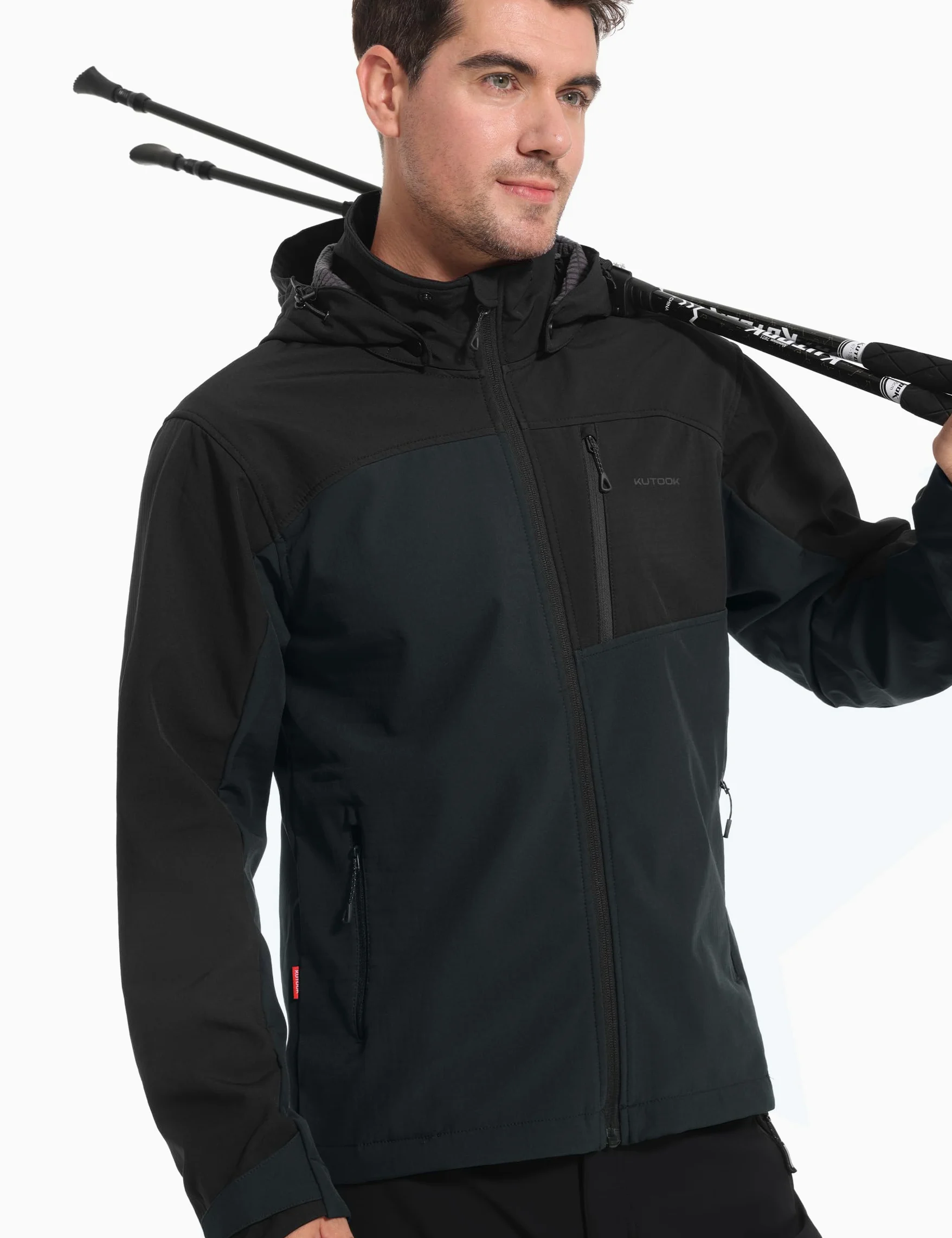 KUTOOK Veste Softshell Randonnée Hommes d'hiver Imperméable Coupe-vent Veste Polaire Cyclisme Homme Veste de Sport en Plein Air