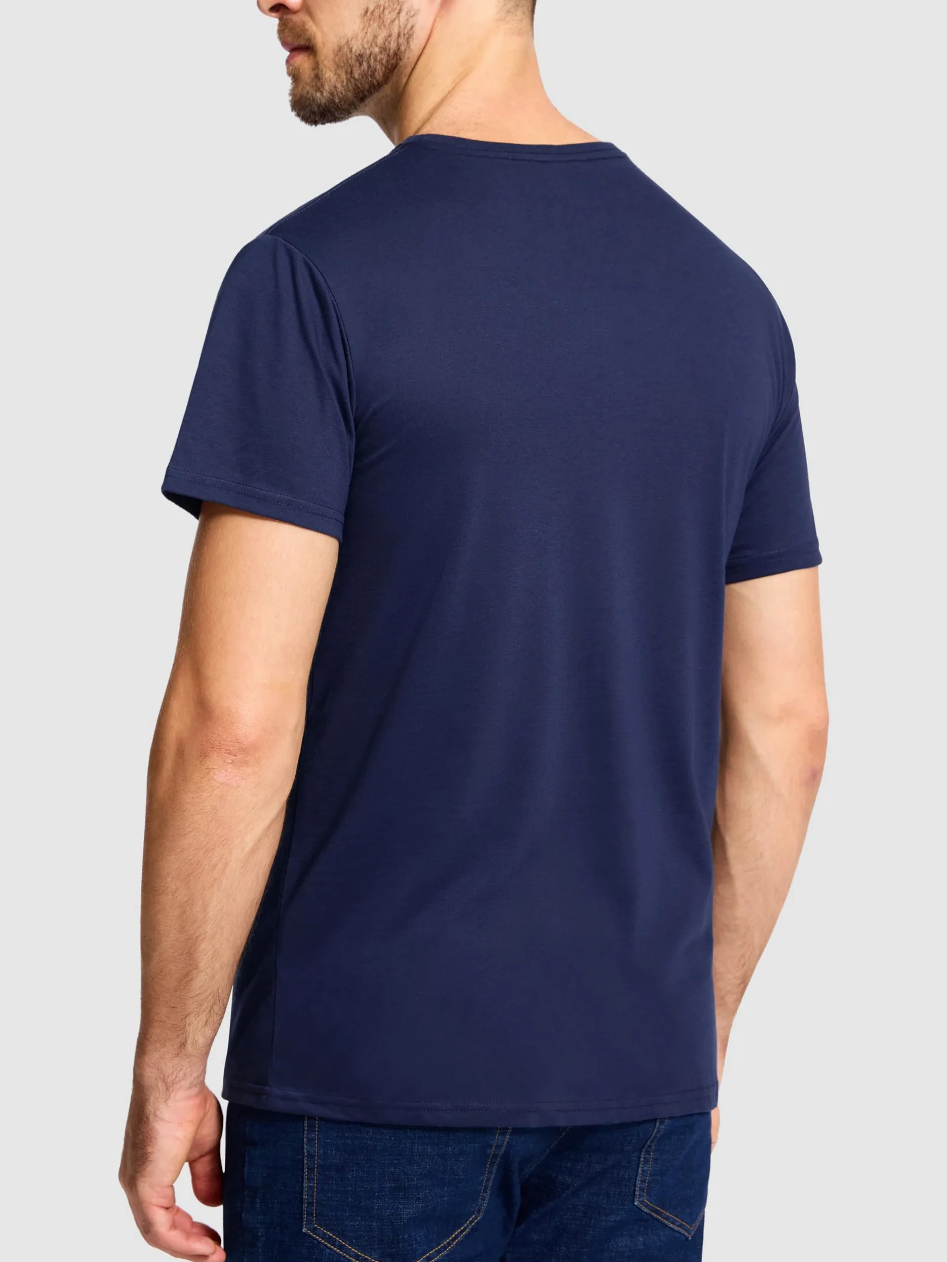 Lot de 5 t-shirts en coton à col rond pour homme - Respirant - Manches courtes - Uni - Tailles M-5XL
