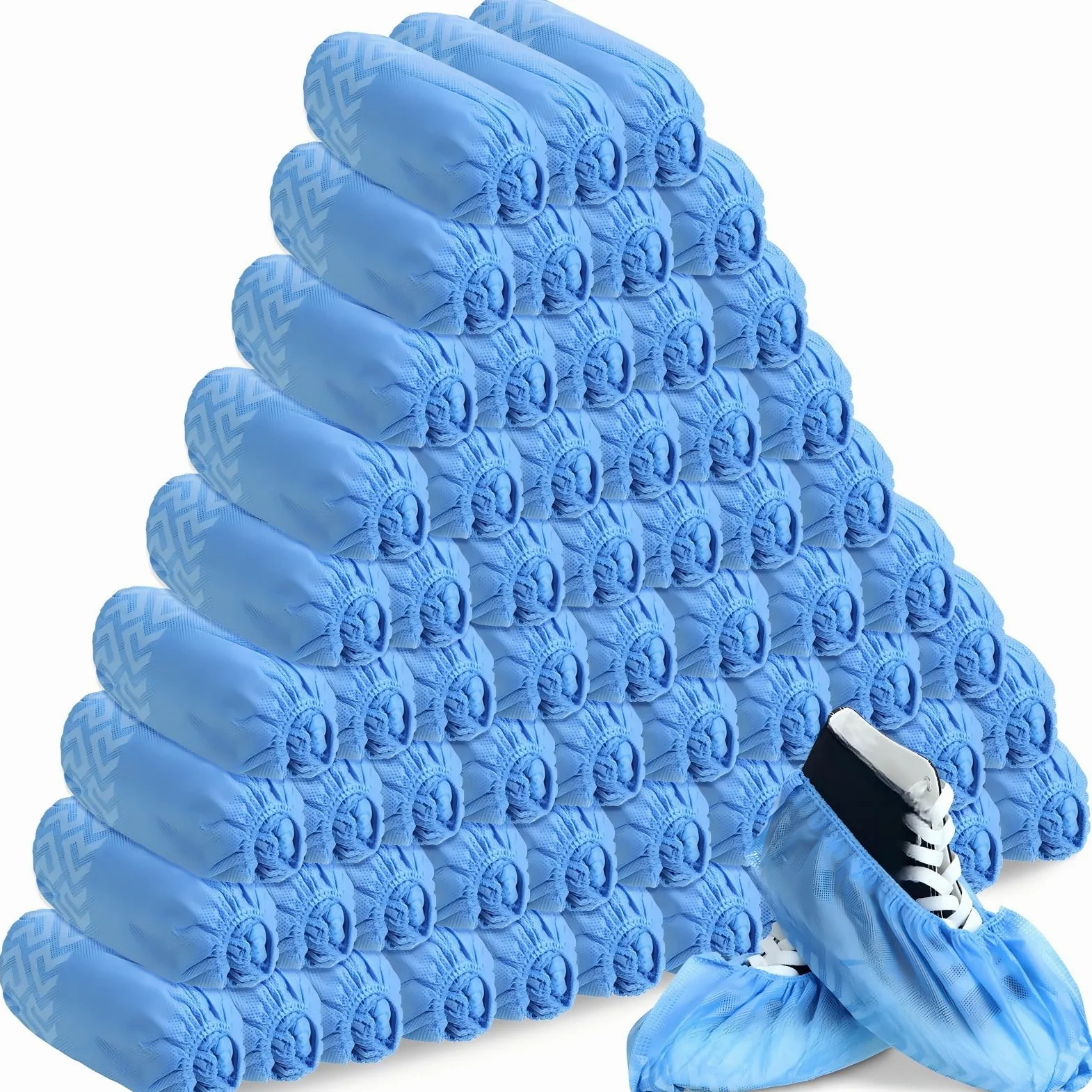 Lot de 600 couvre-chaussures jetables antidérapants, épais et durables pour homme et femme, bleu