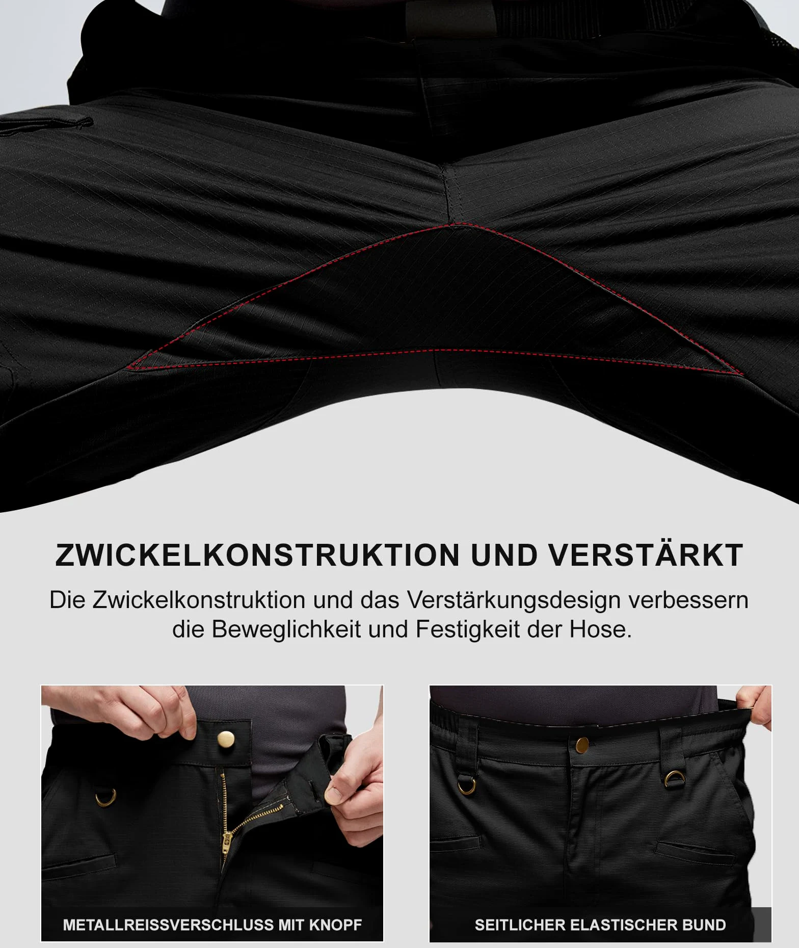 ZITY Pantalon De Travail pour Homme, Pantalon Tactique, Cargo Randonnée À Taille Élastique, d'alpinisme avec Poches Multiples