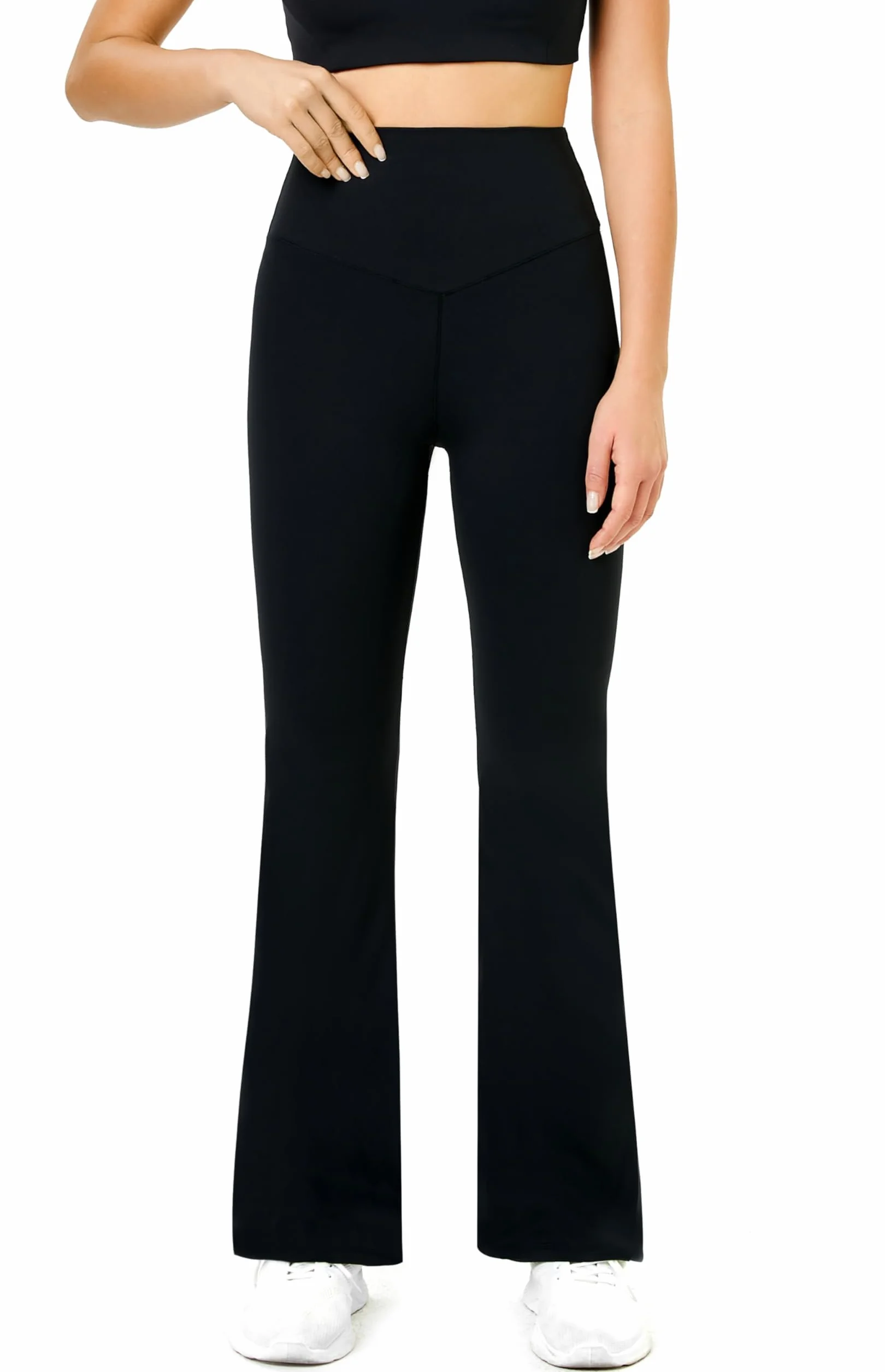 Glacspyg Pantalons de Yoga Ladies Flare Leggings Taille Haute Abdominale Contrôle d’Entraînement Fitness Jogging Pantalons