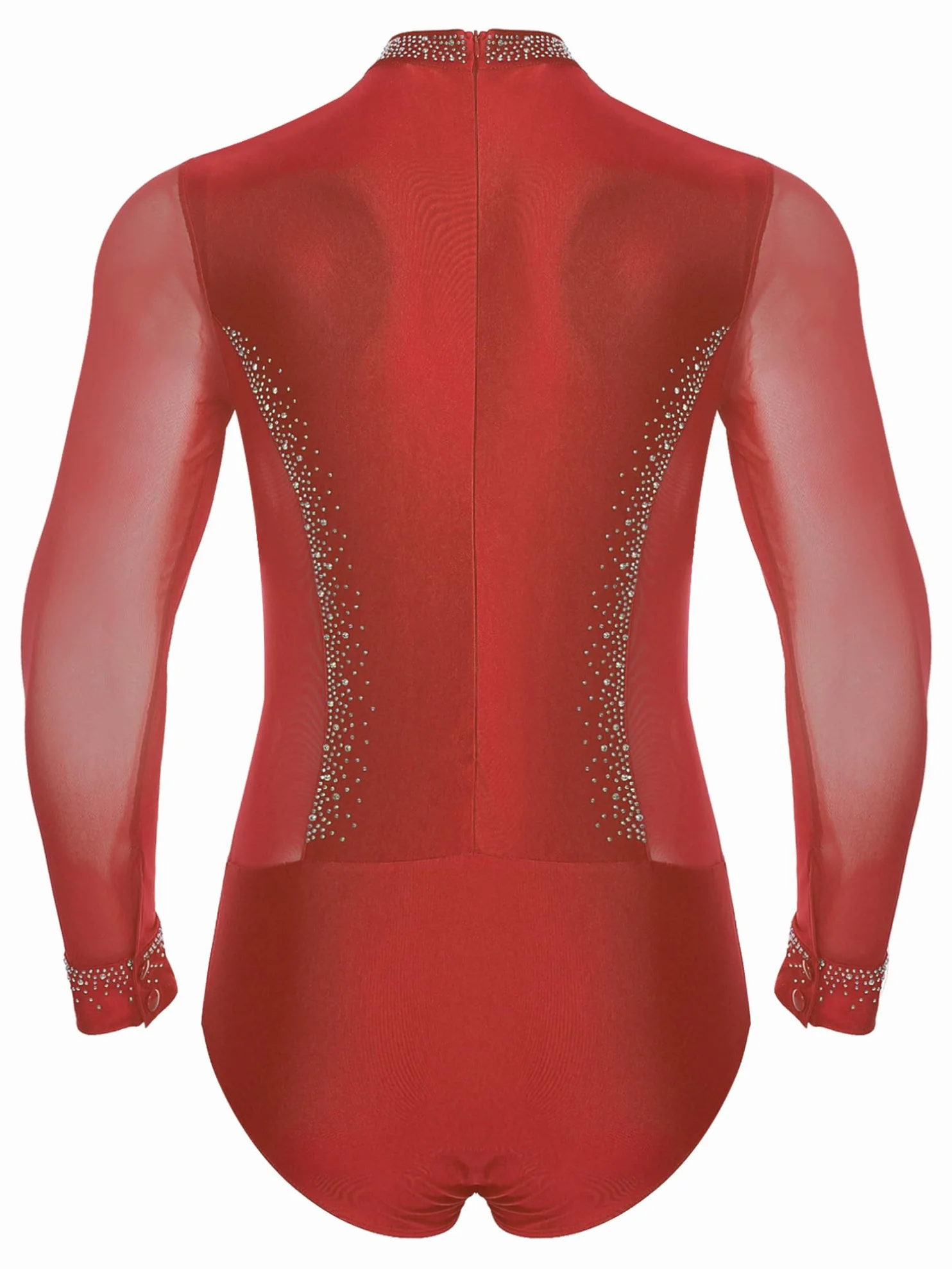 ranrann Ensemble Tenue Patinage Artistique pour Homme Justaucorps Strass Manches Longues et Pantalon Costume Danse Gymnastique